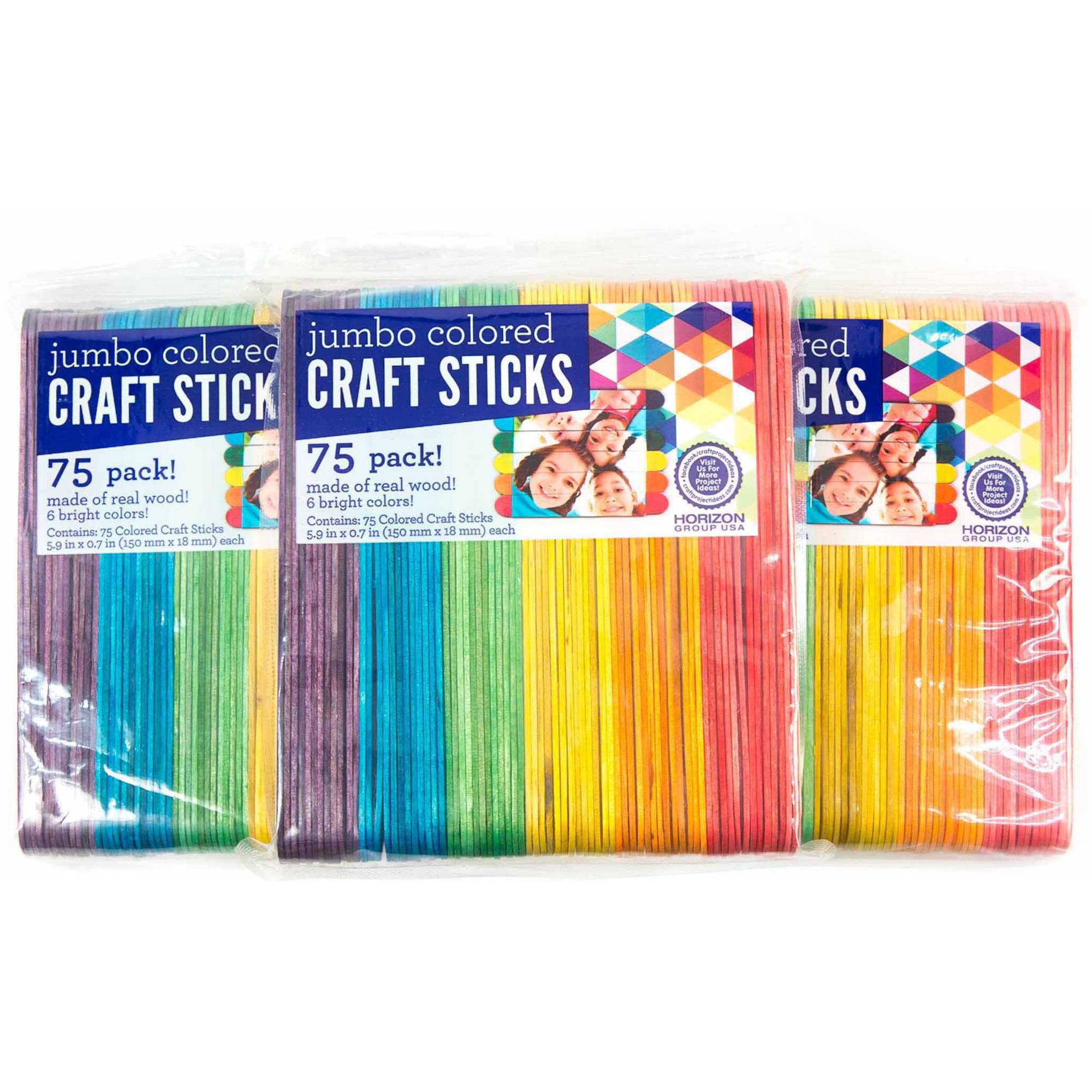 Horizon Group USA Jumbo Colored Craft Sticks 75 CT, 3pk - Walmart.com