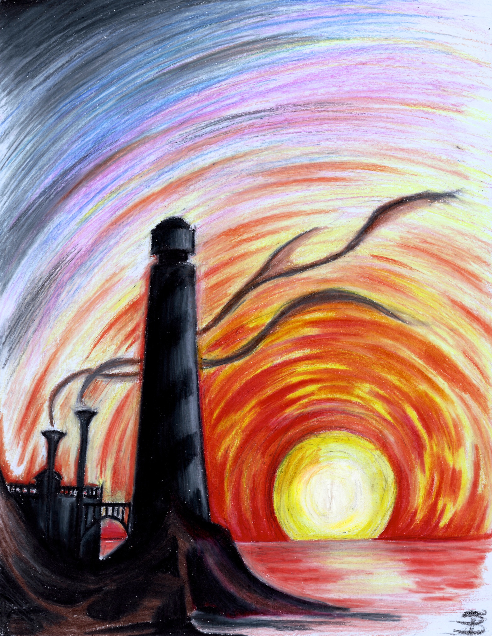 Lighthouse at Sunset (colored pencil) | Darkitecture | Pinterest ...