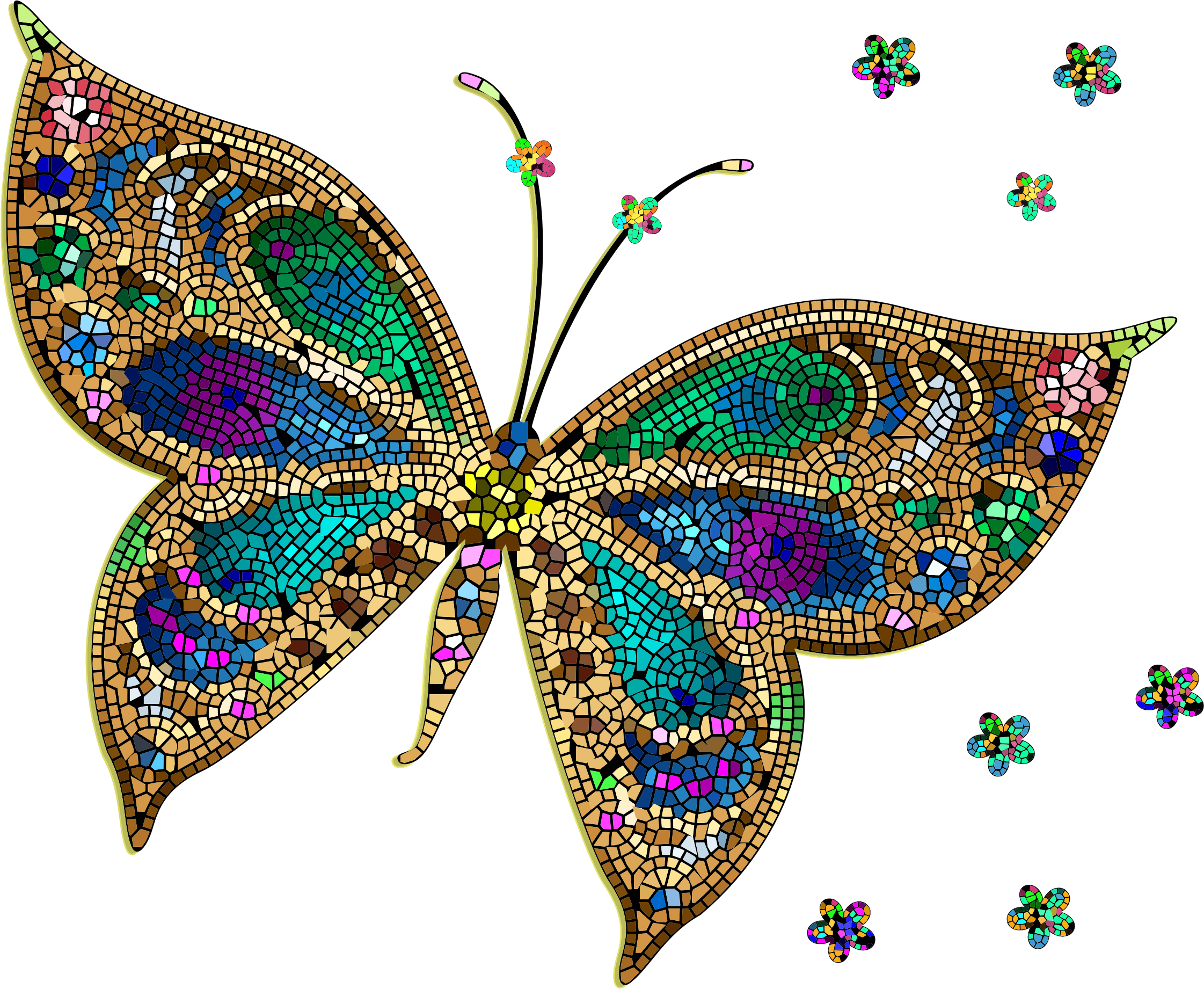 Colorful Tiled Butterfly Icons PNG - Free PNG and Icons Downloads
