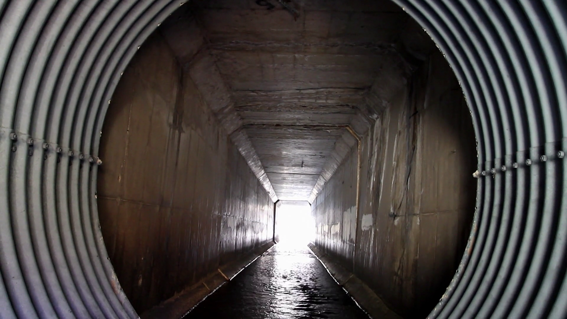 Tunnel Shaft | Tilt Down onto Concrete Canal Stock Video Footage ...