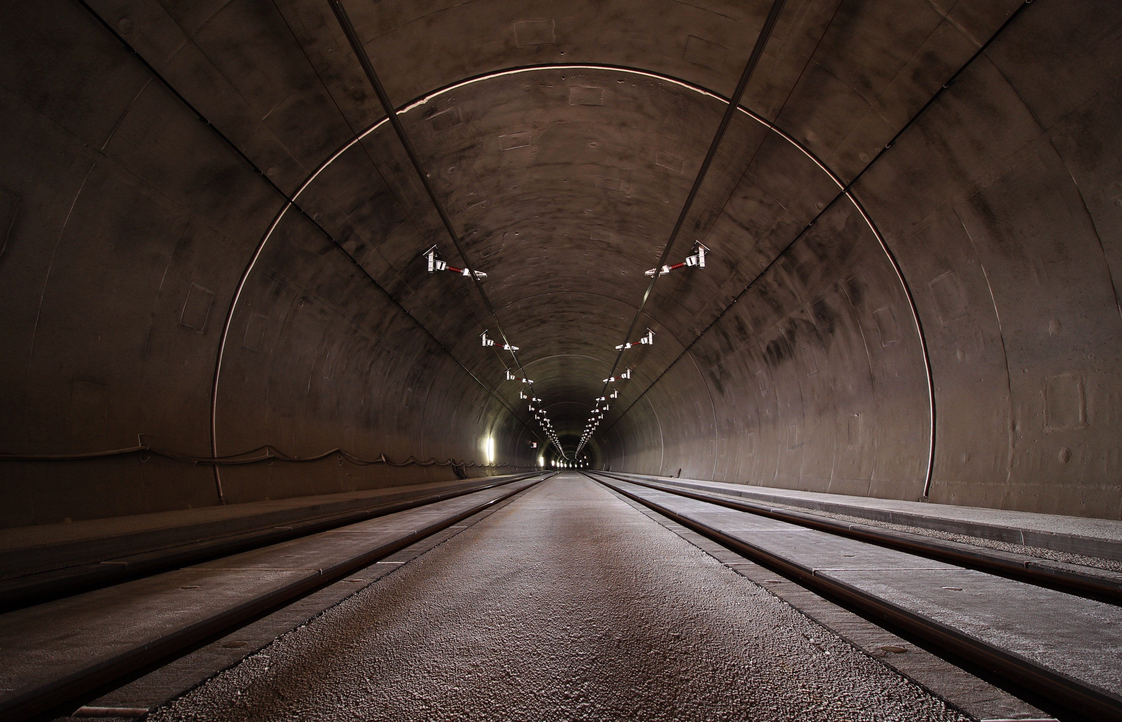 concrete #lights #perspective #tunnel 4k wallpaper and background
