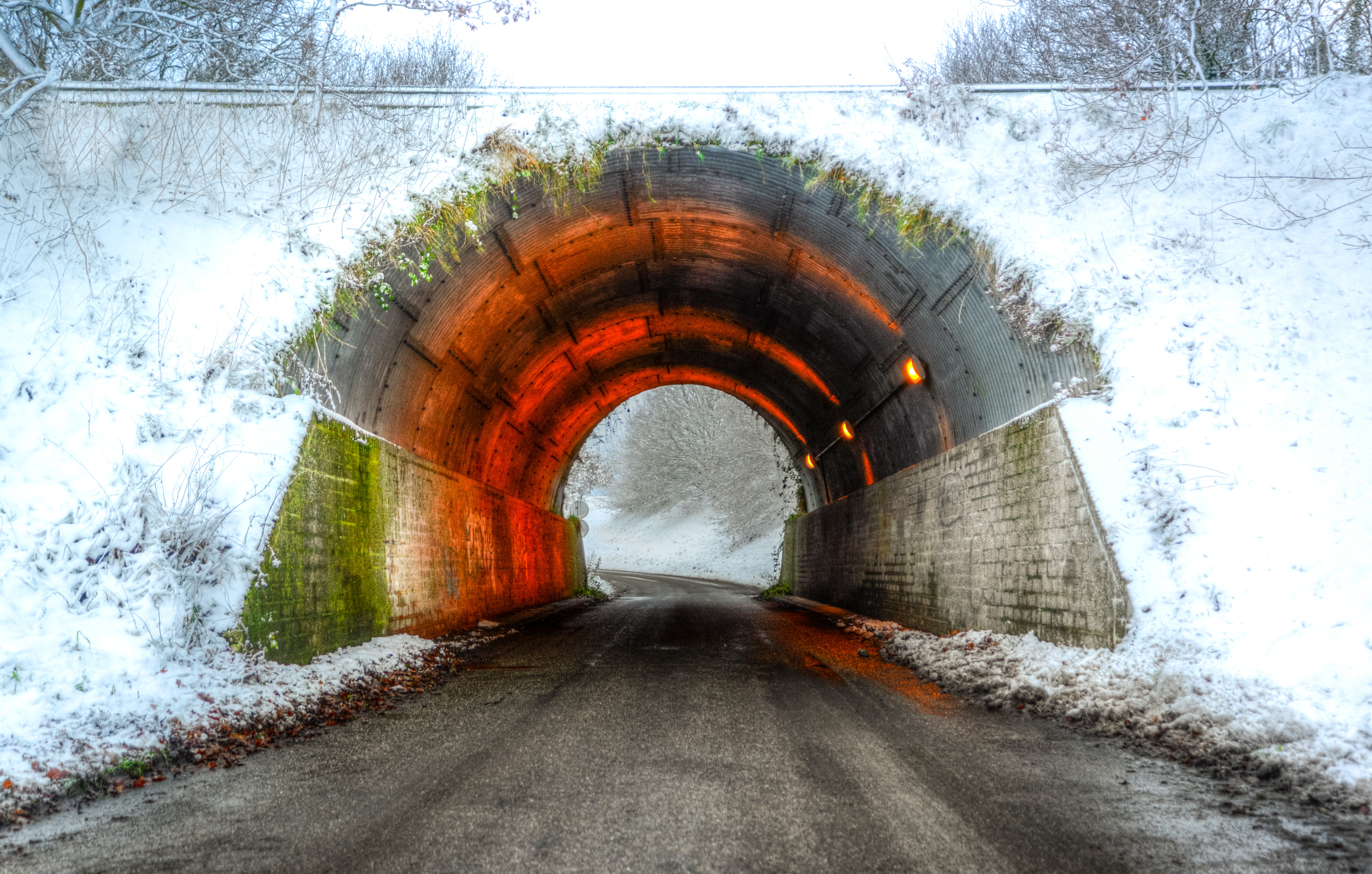 Colorful concrete tunnel photo
