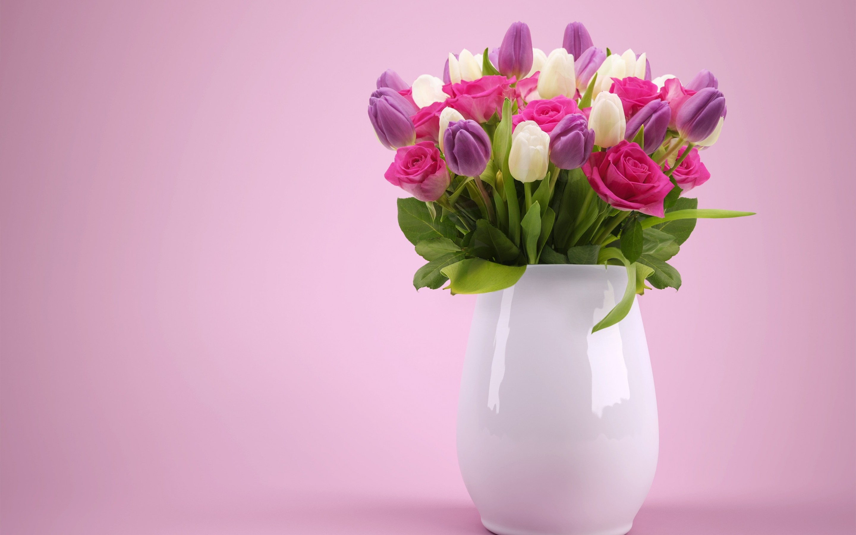 Wallpaper Flower bouquet, Roses, Colorful, Flower vase, Pink, HD ...