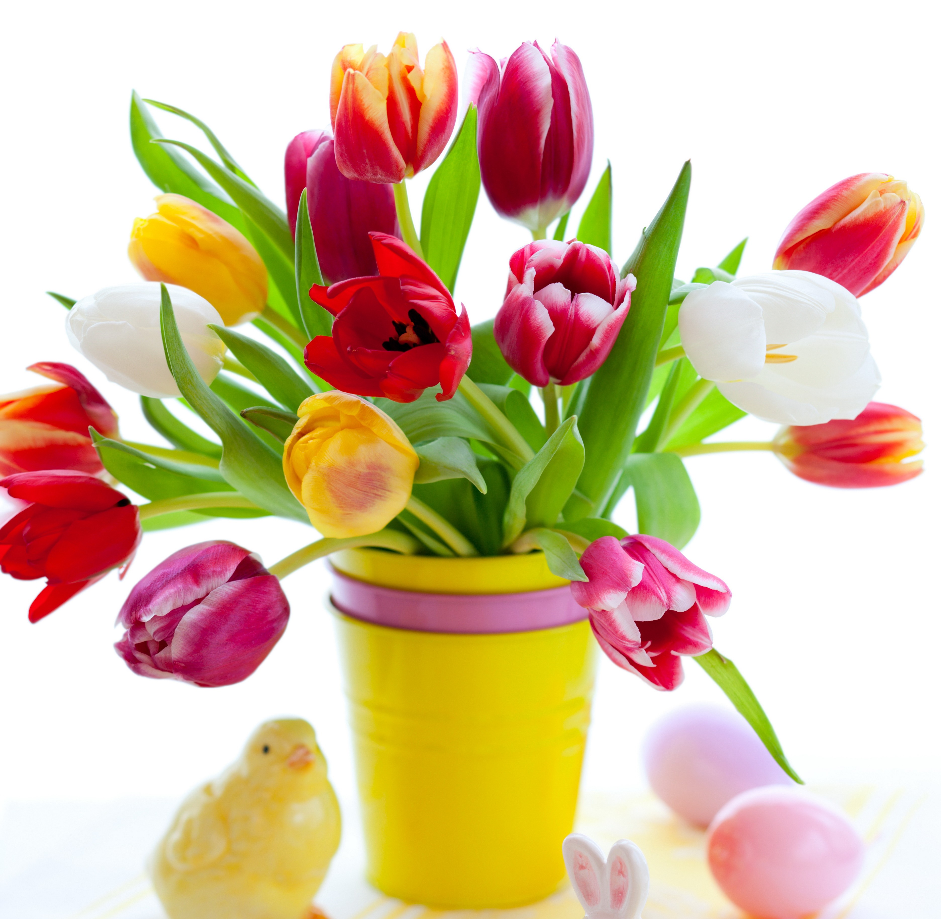 Flowers: Eggs Easter Spring Flowers Tulips Bouquet Colorful Flower ...