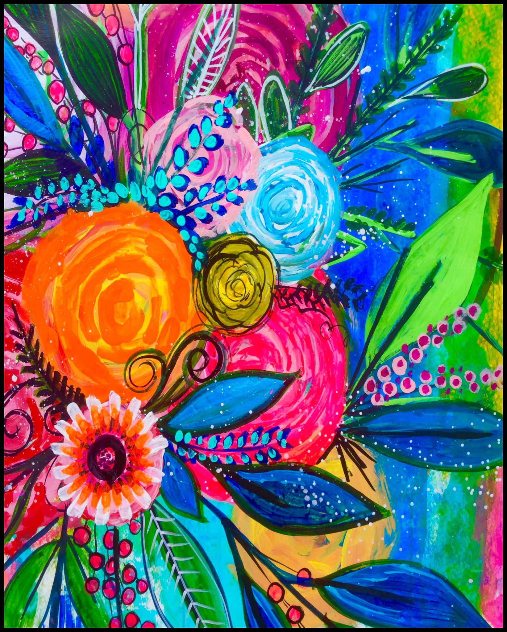 Giclee Art Print Colorful Flowers Garden Floraison - Robin Mead Designs