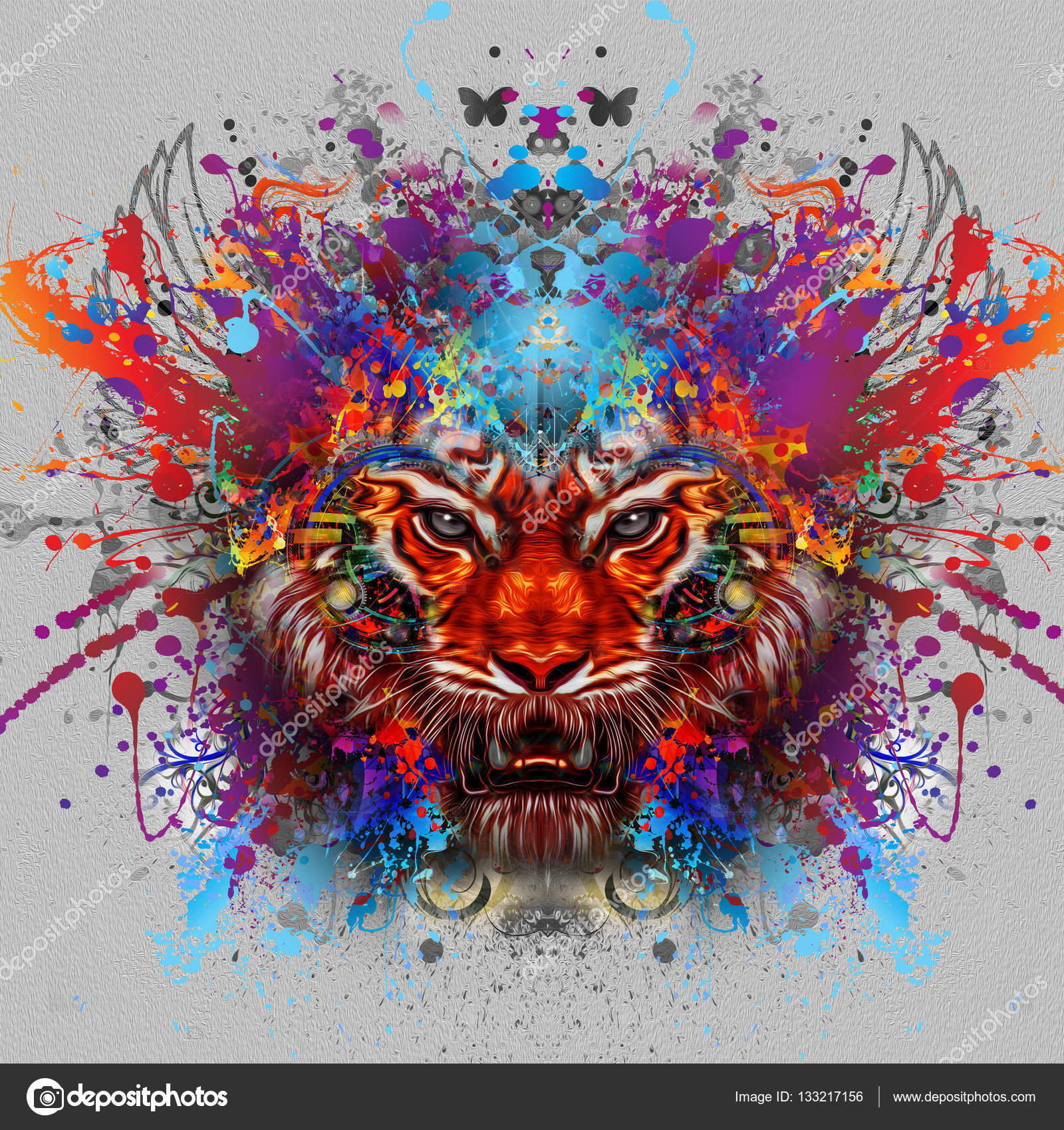 Colorful illustration of tiger head — Stock Photo © valik4053022 ...