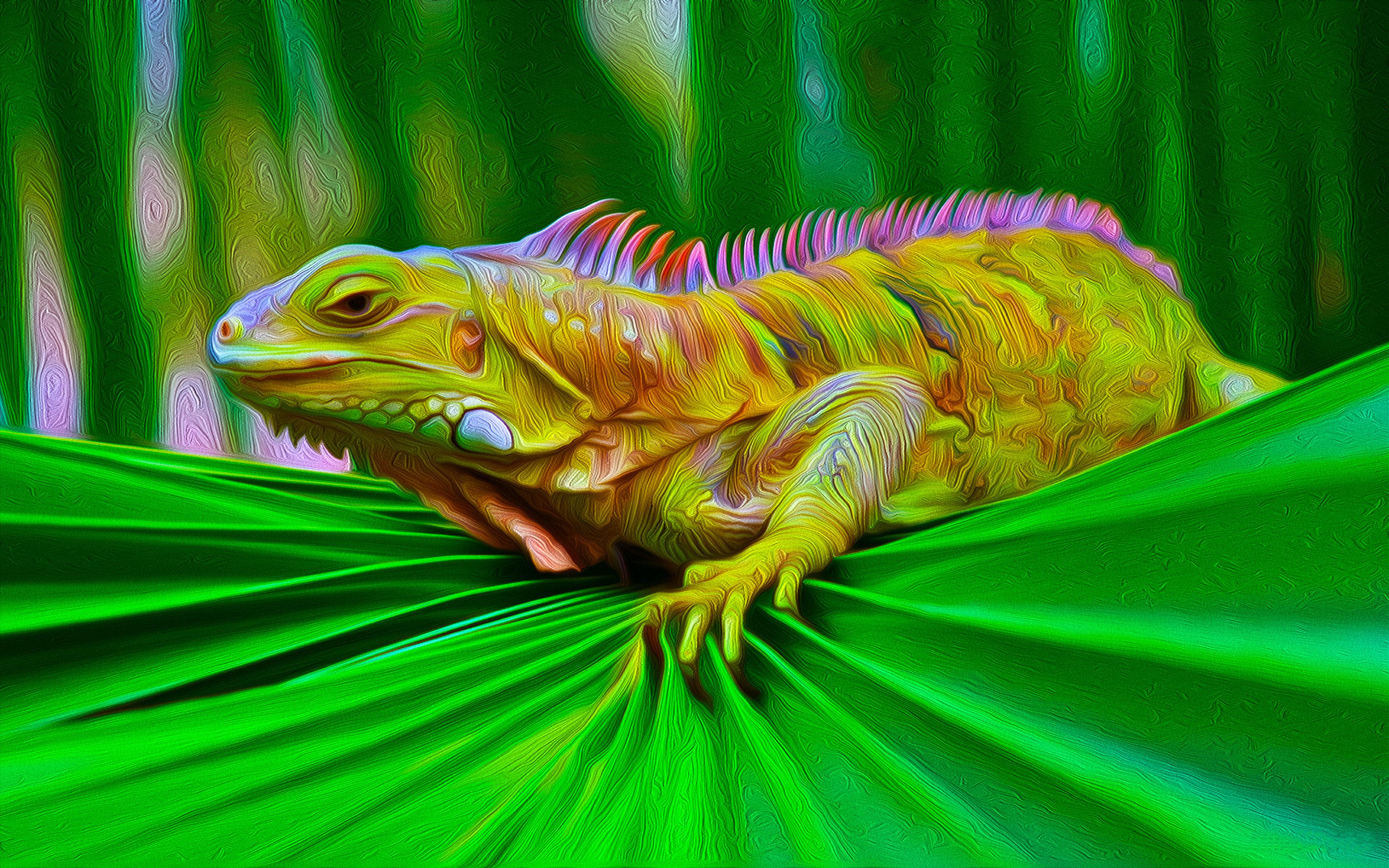 Iguana Colorful Lizard Computer Digital Art For Your Desktop Hd ...
