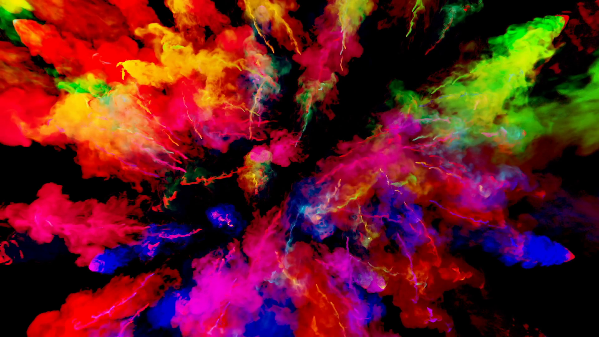 firework of paint, explosion of colorful powder isolated on black ...
