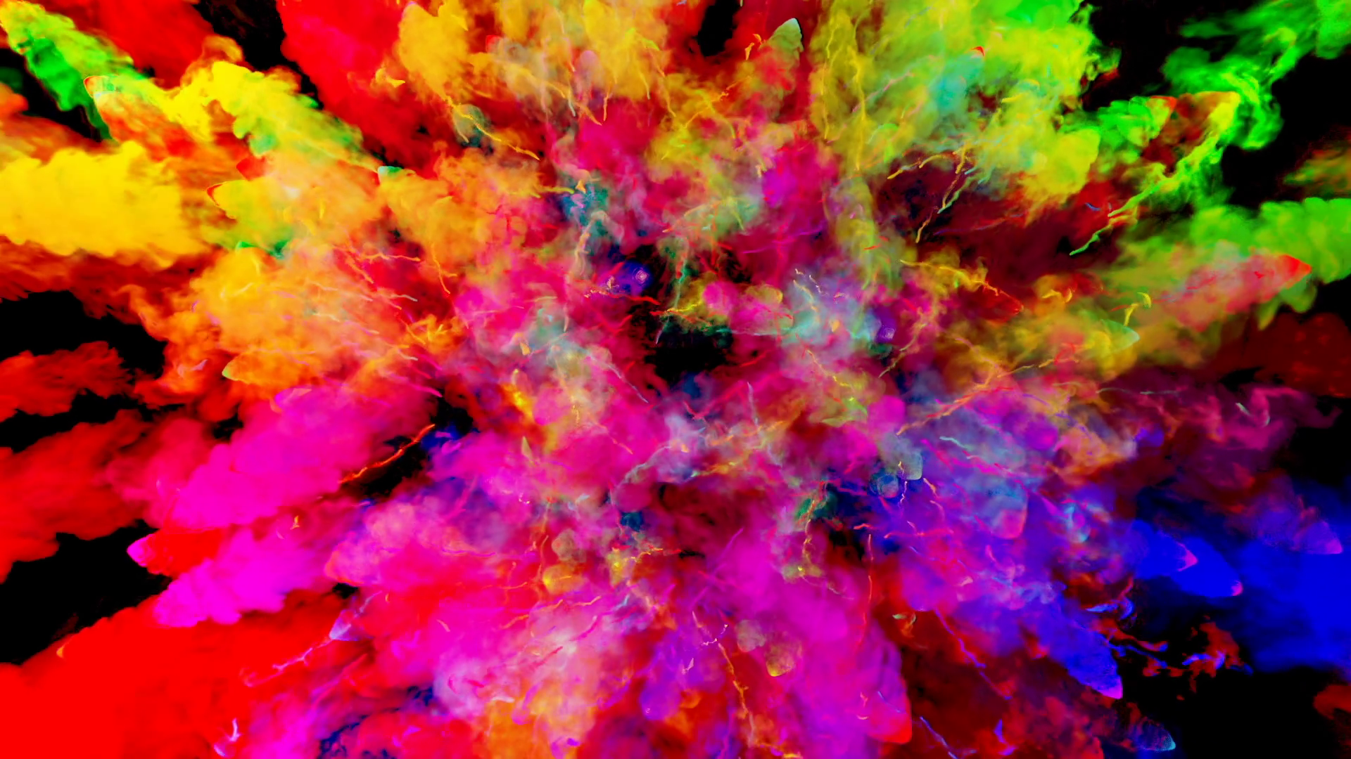 firework of paint, explosion of colorful powder isolated on black ...