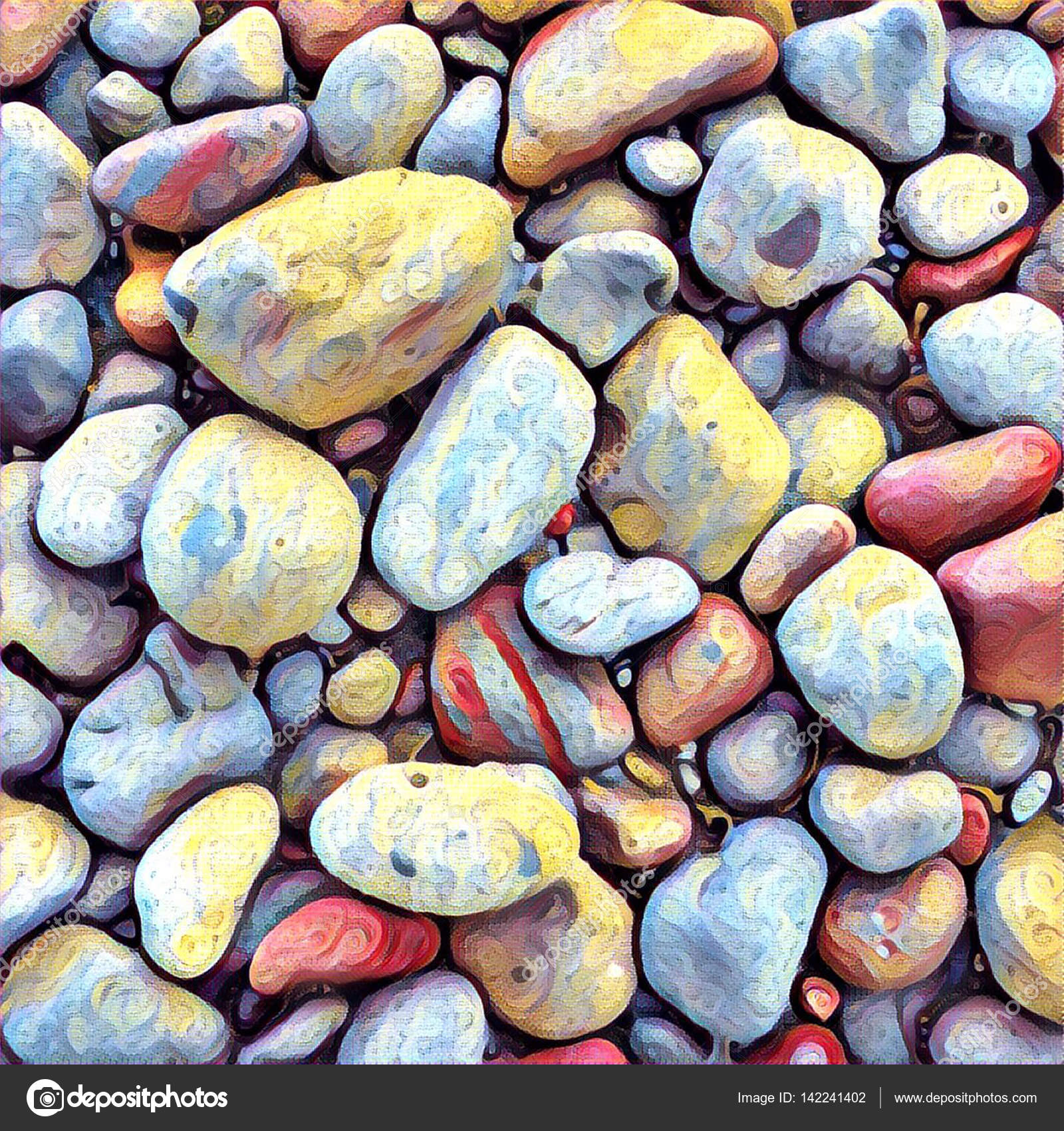 Stone background with round colorful pebbles from the sea beach ...