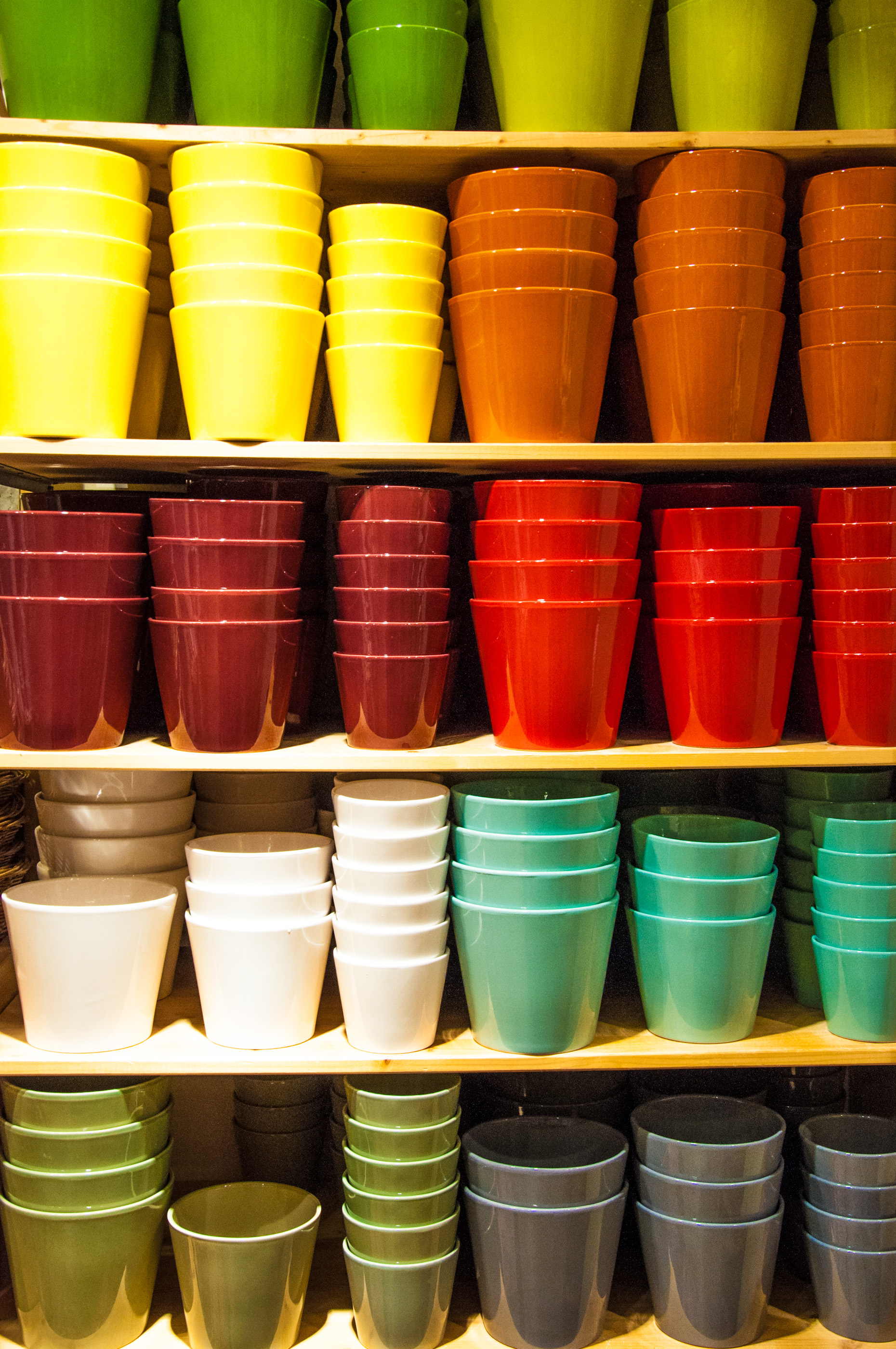Colorful pots in shop photo