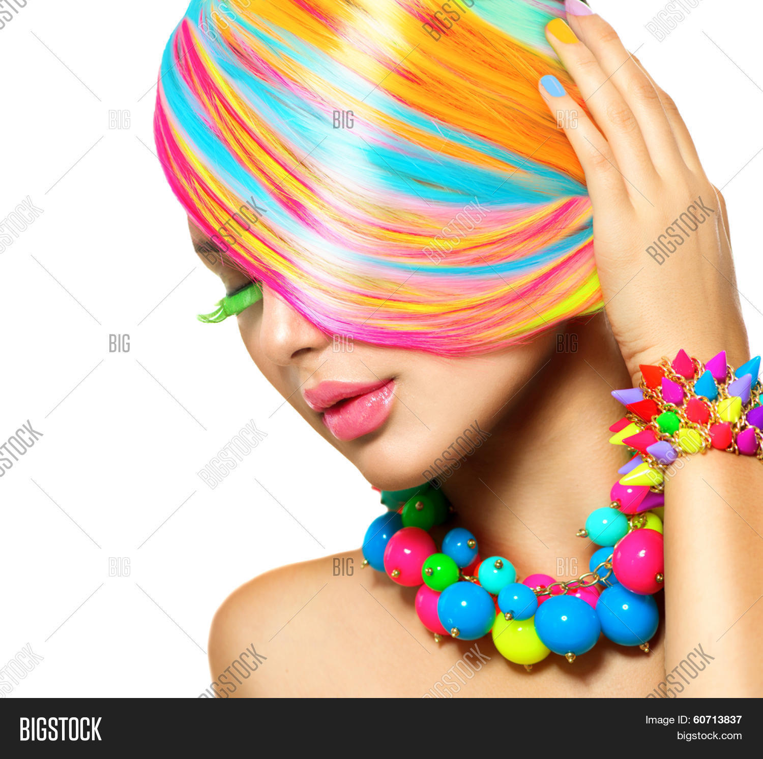 Beauty Girl Portrait Colorful Image & Photo | Bigstock