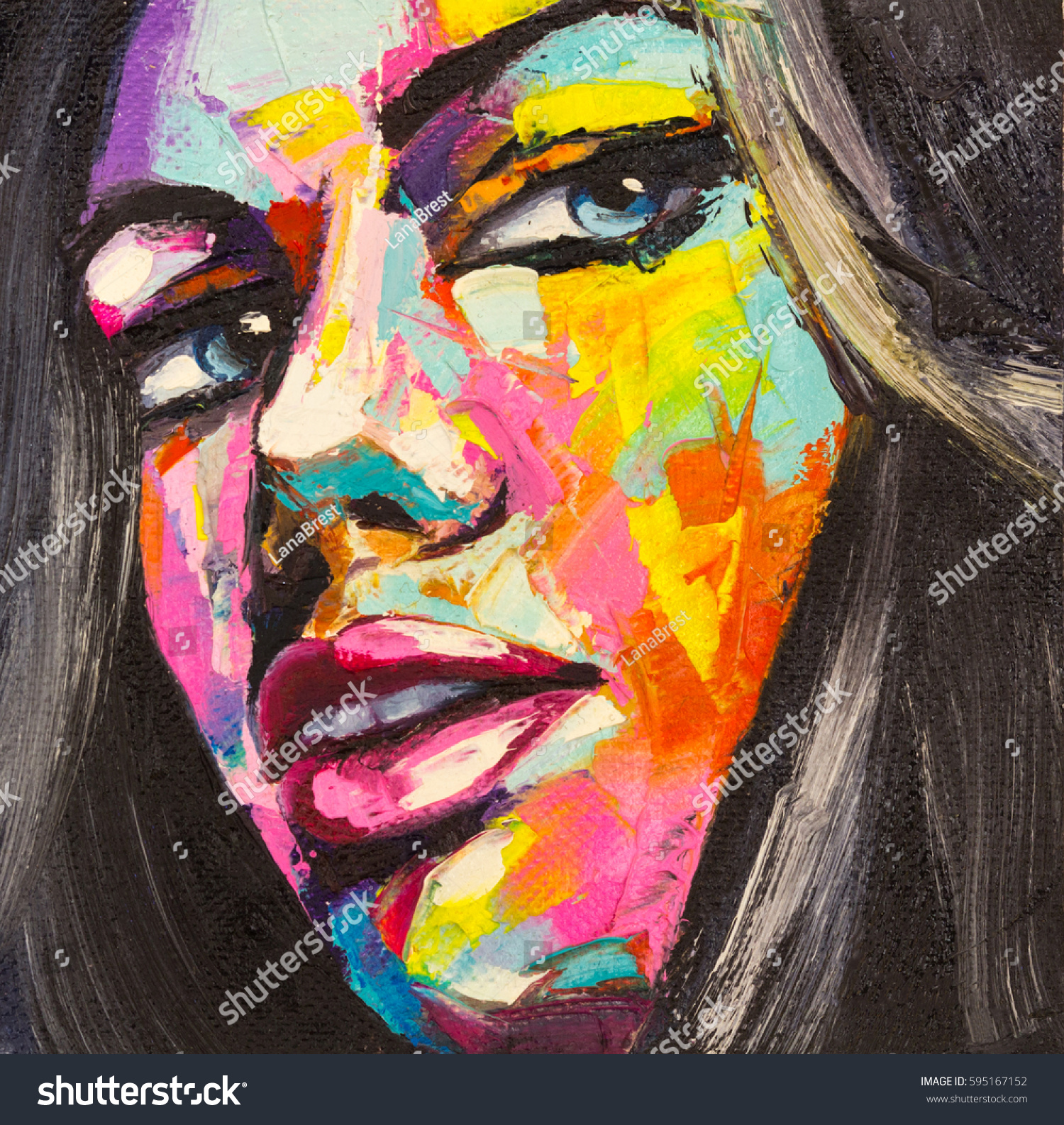 Fantasy Woman Colorful Portrait Abstract Pop Stock Illustration ...