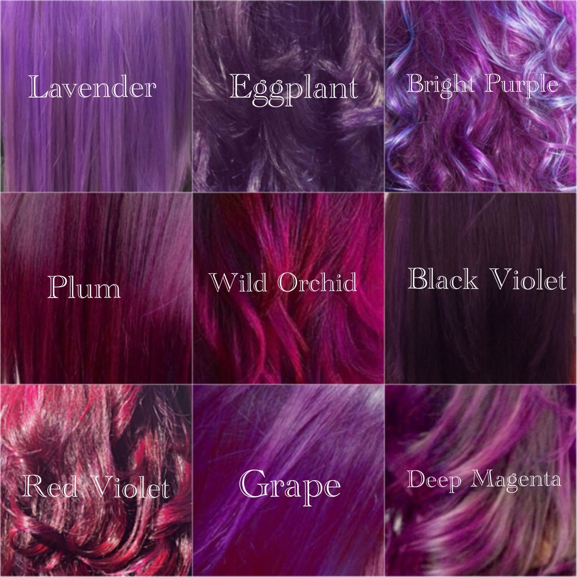 My Shades of Violet Hair color, purple tones, lavander, eggplant ...