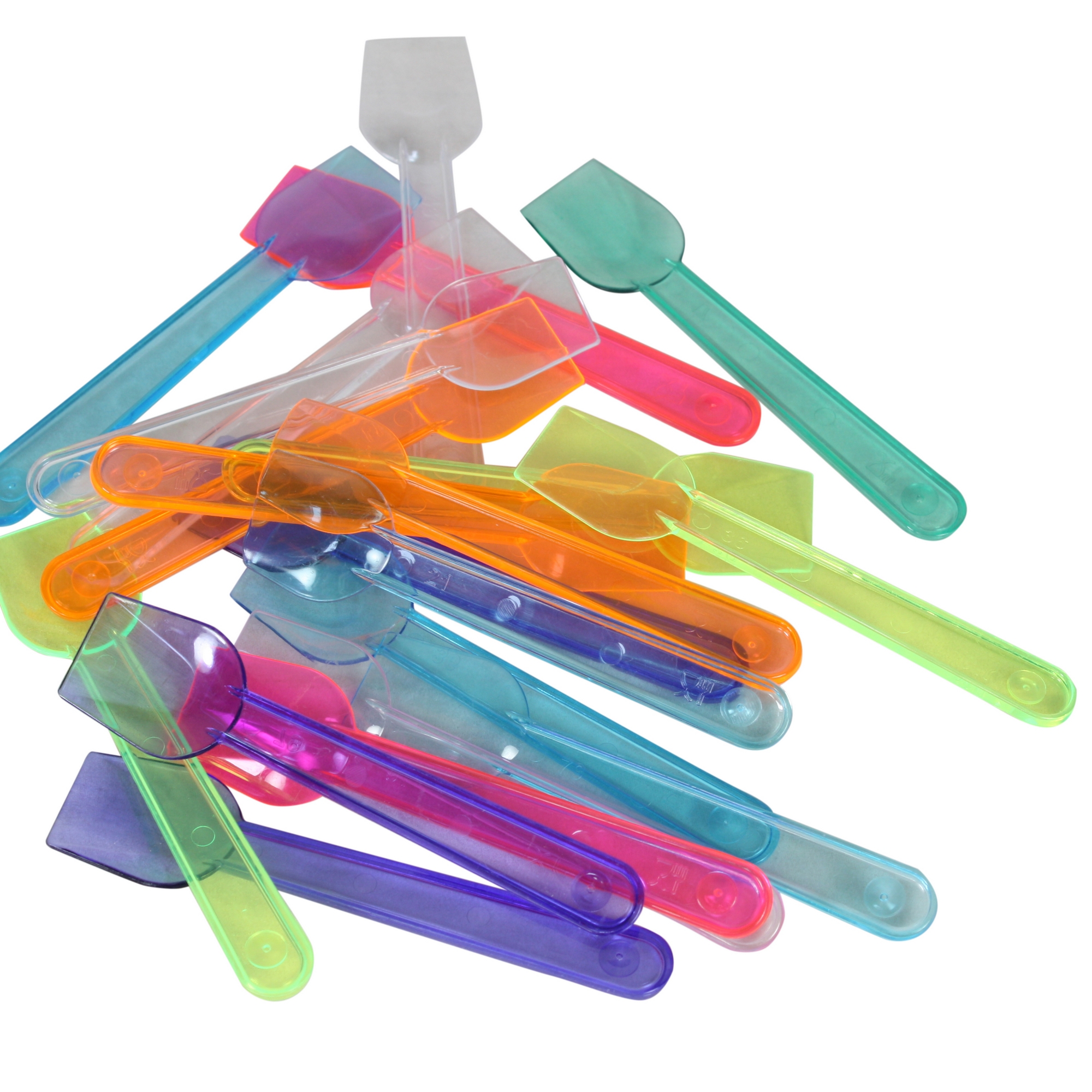 100x Coloured Plastic Disposable Ice Cream Spoons