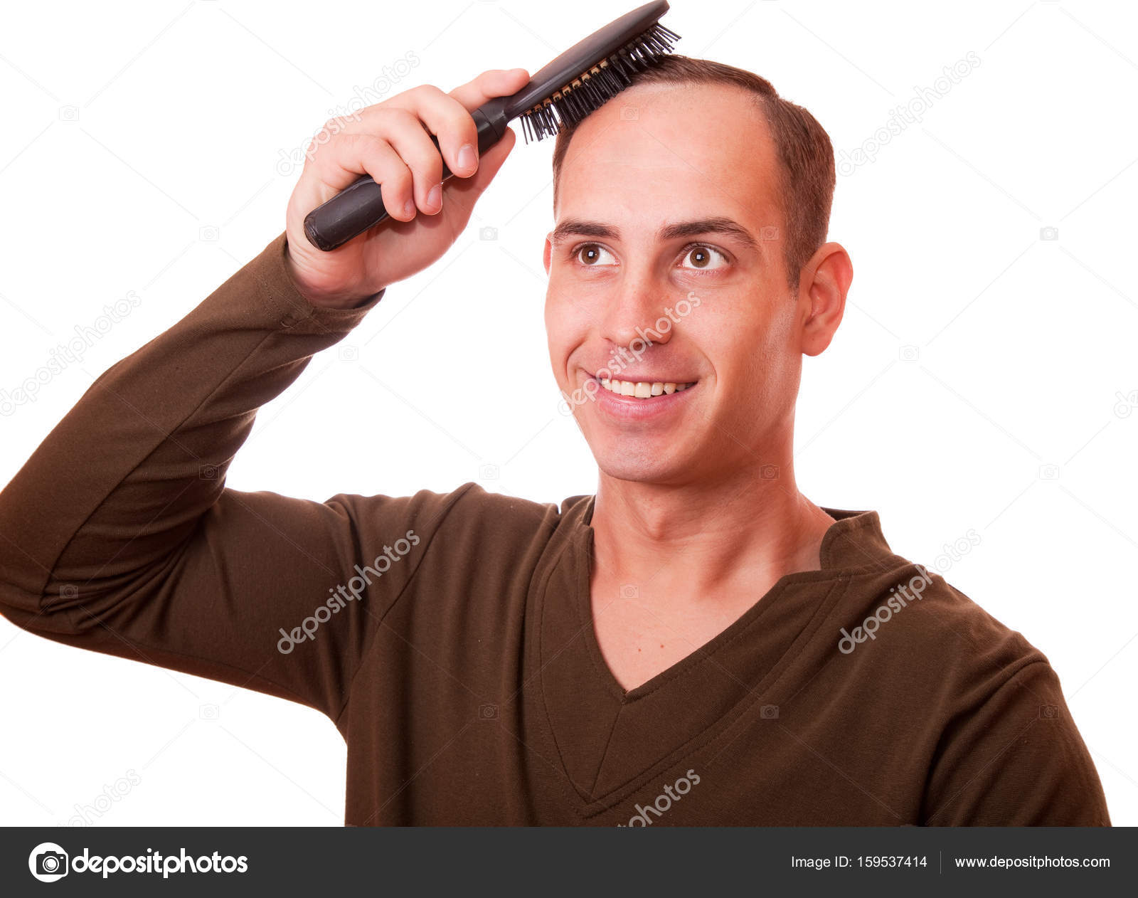 young man combing the hair of a white background — Stock Photo ...