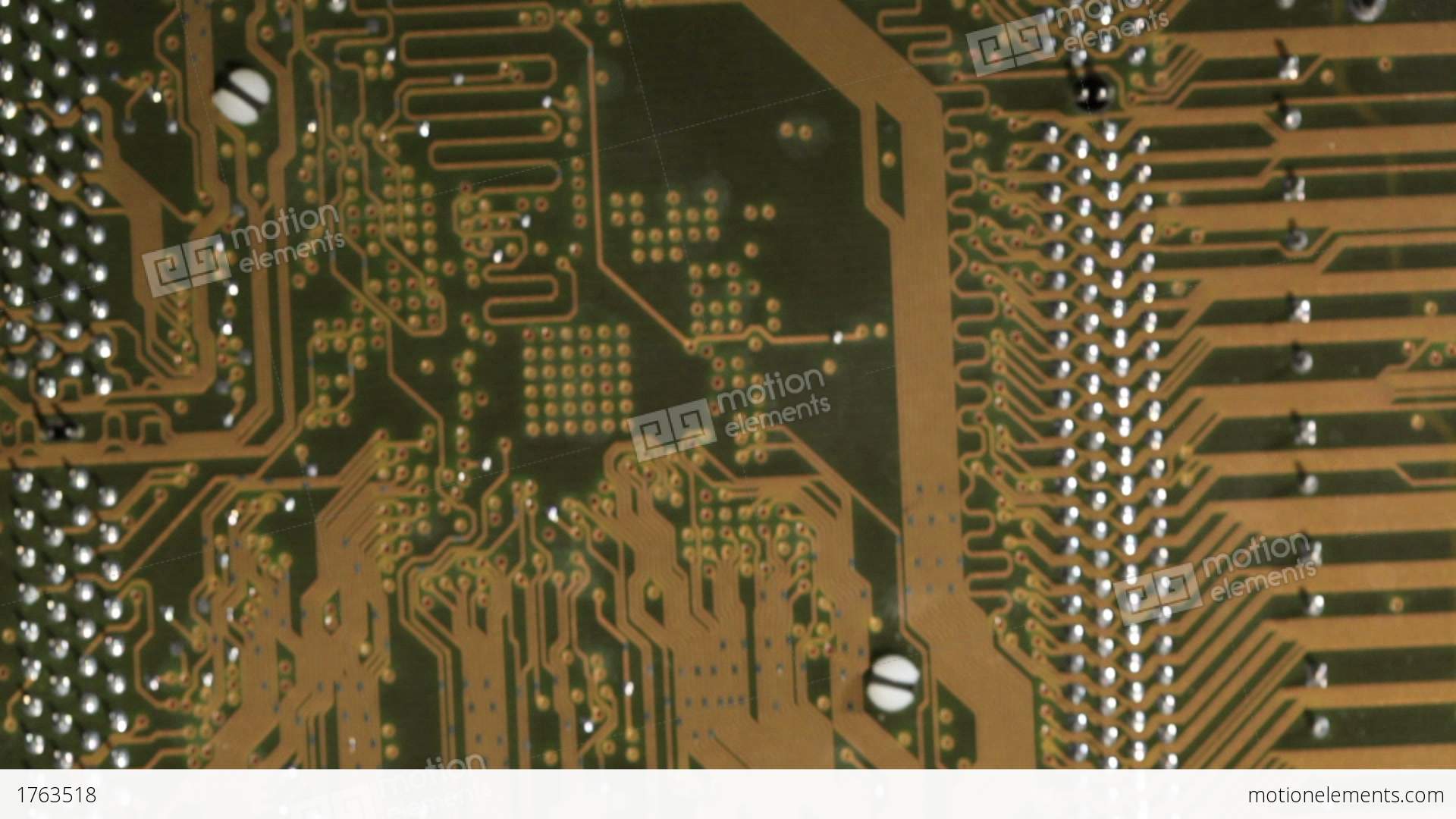 High Technology Background, Computer Circuit Board. Pan Macro Shot ...