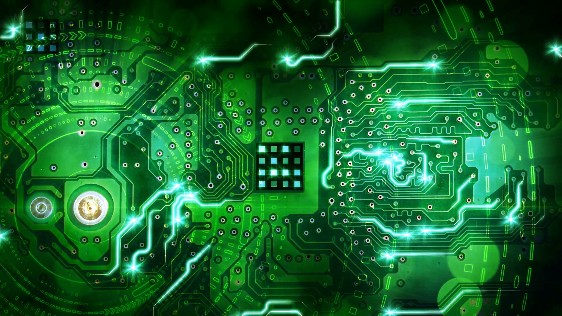 green computer circuit board background loop Motion Background ...