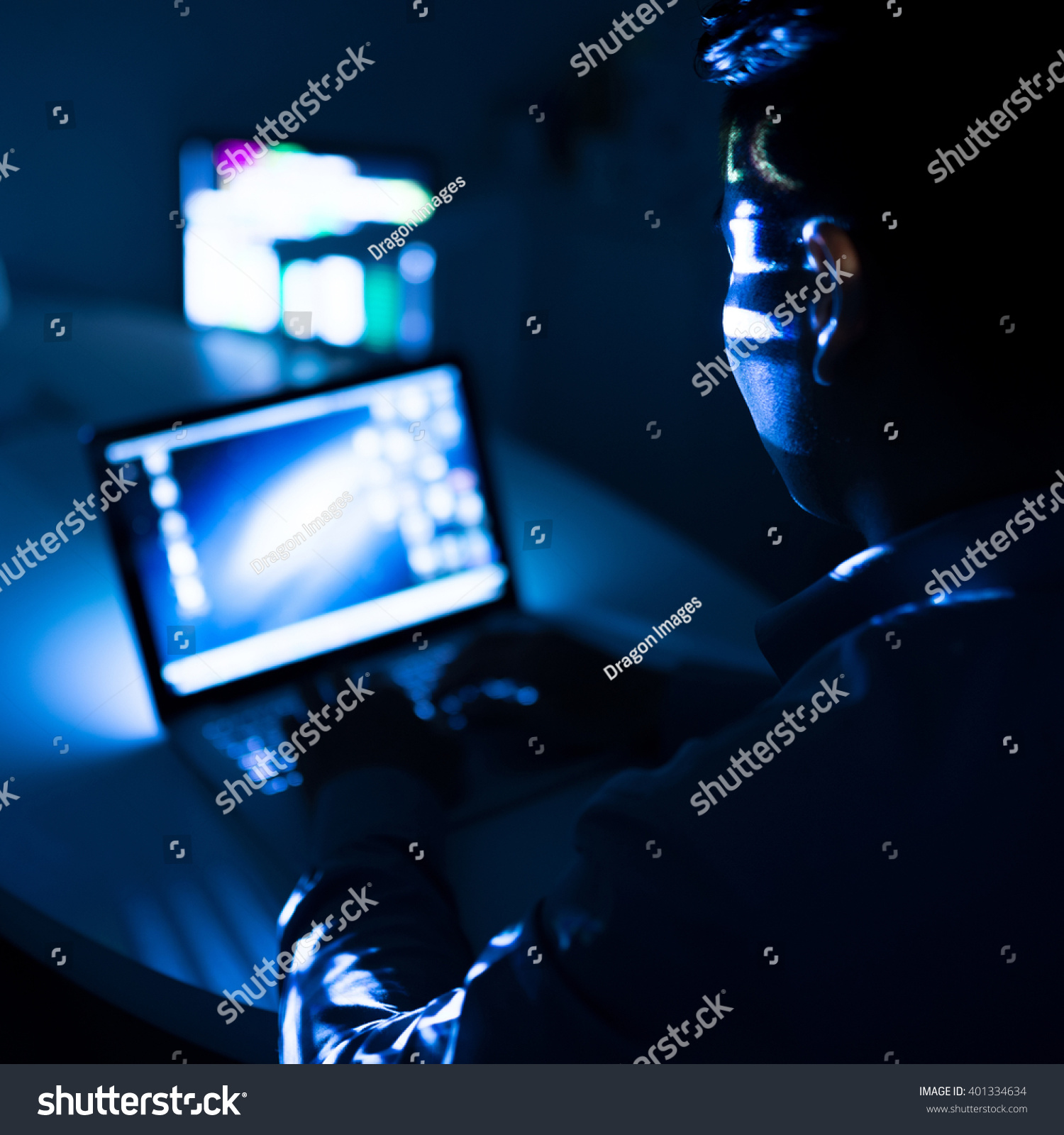 Programmer Computing Night View Over Shoulder Stock Photo 401334634 ...