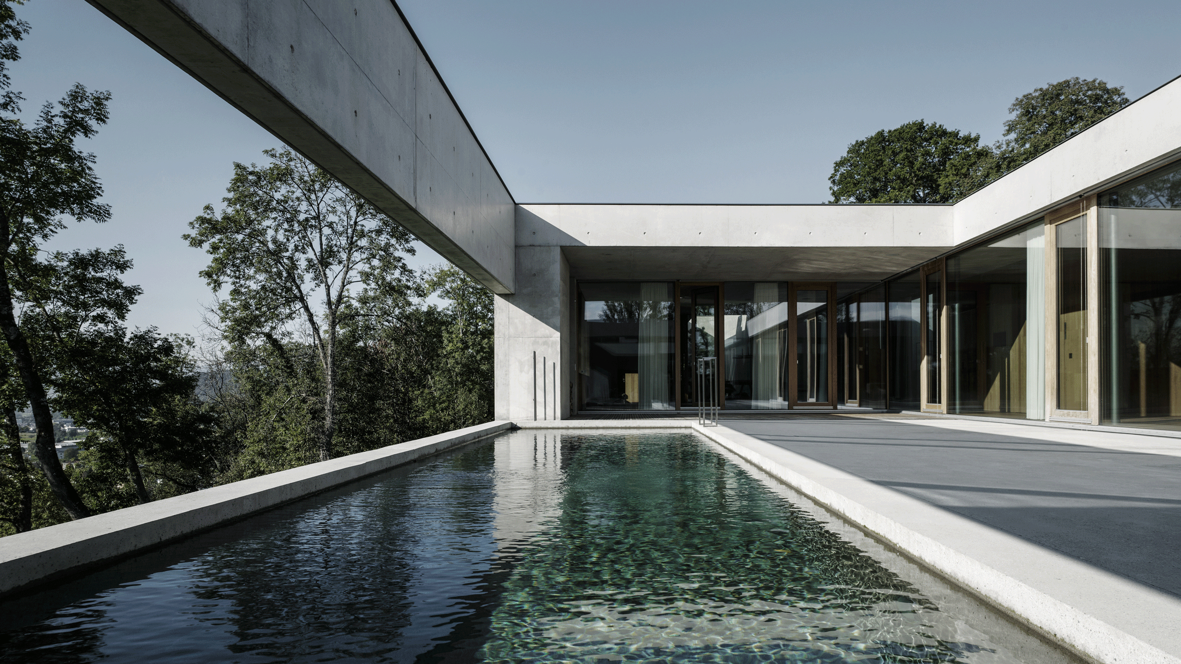 Concrete house by Marte.Marte Architects has pool facing Rhine Valley