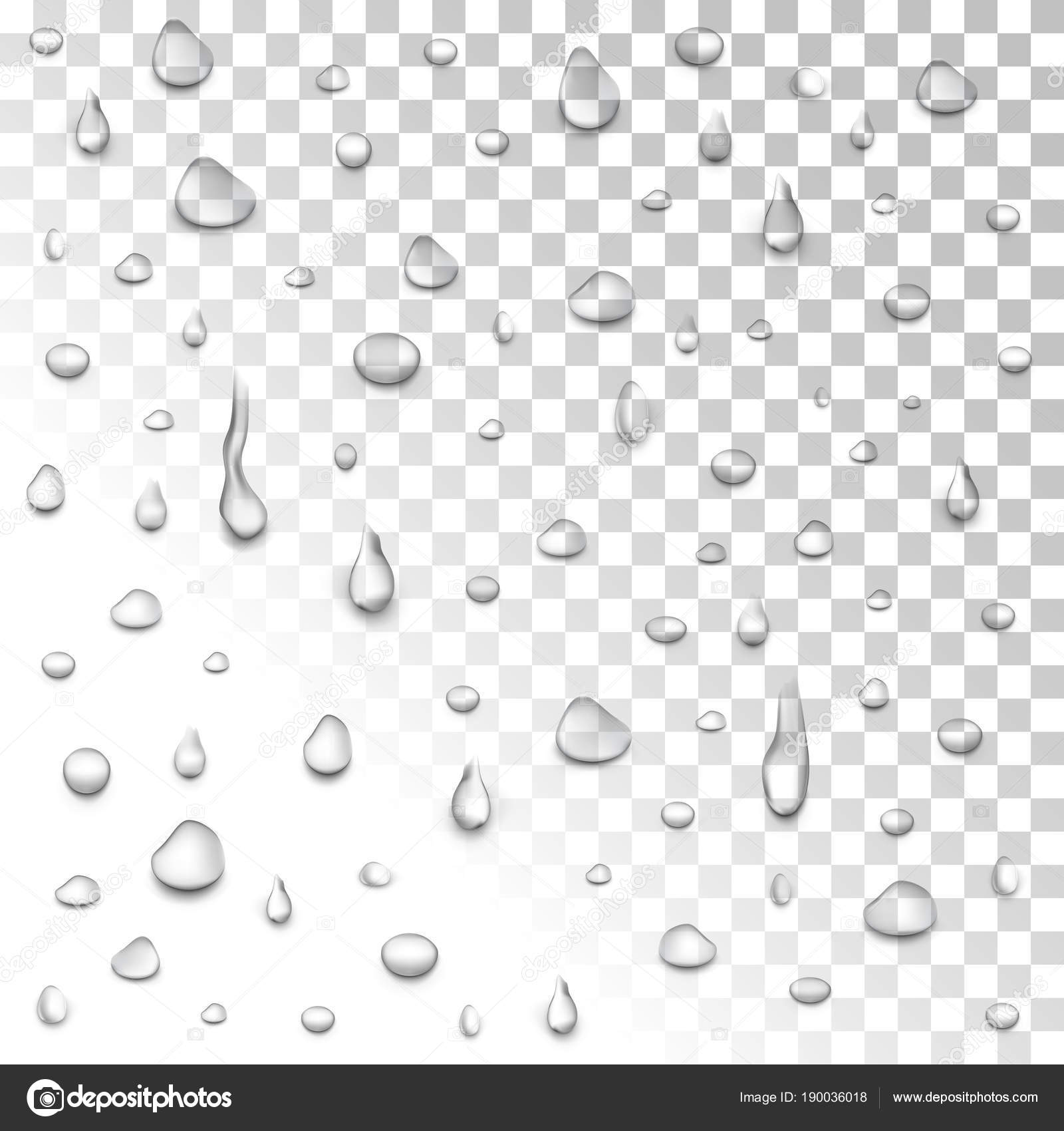 Water rain drops or steam shower isolated on transparent background ...