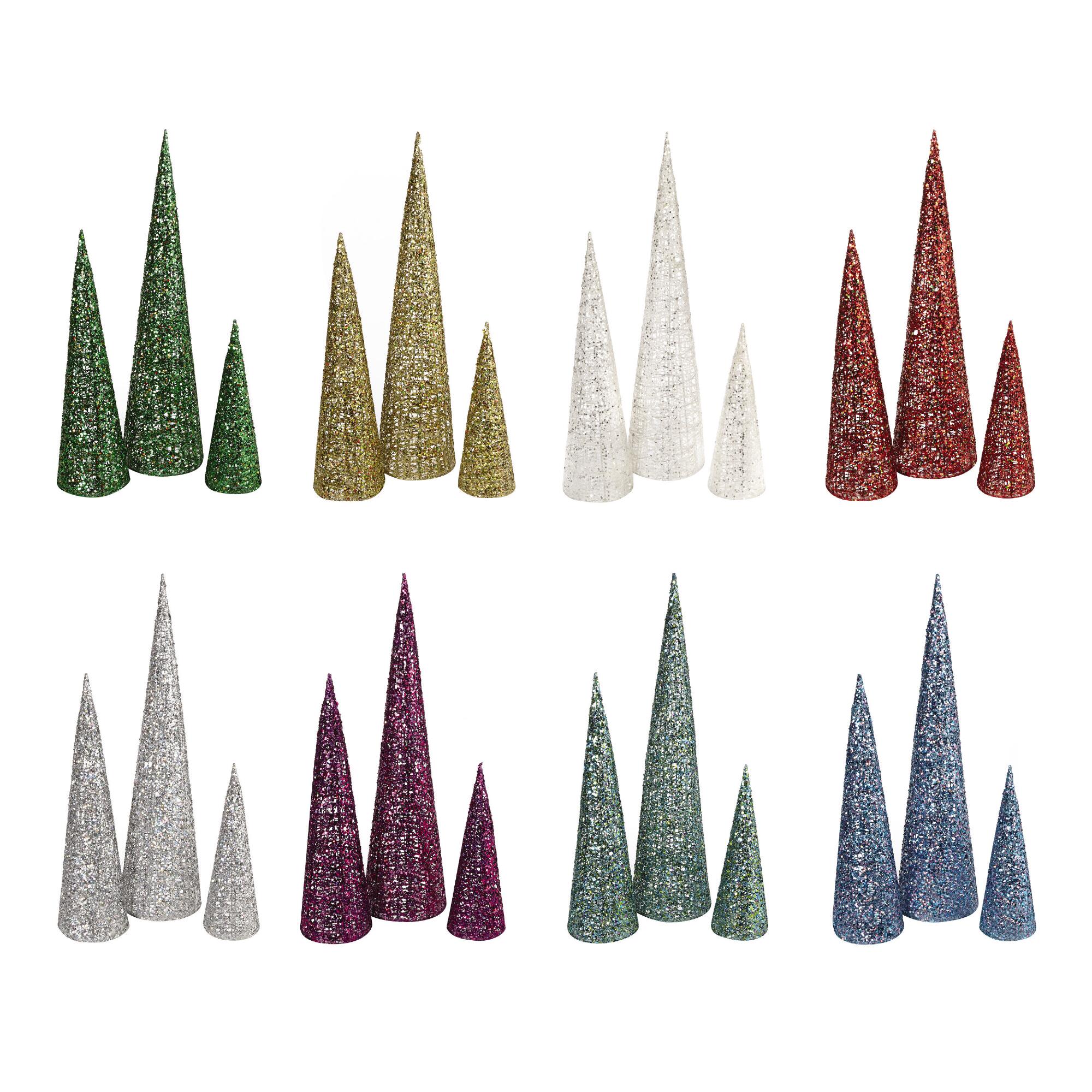 Tall Glitter Cone Trees, Set of 3 | Christmas Tree Shops andThat!