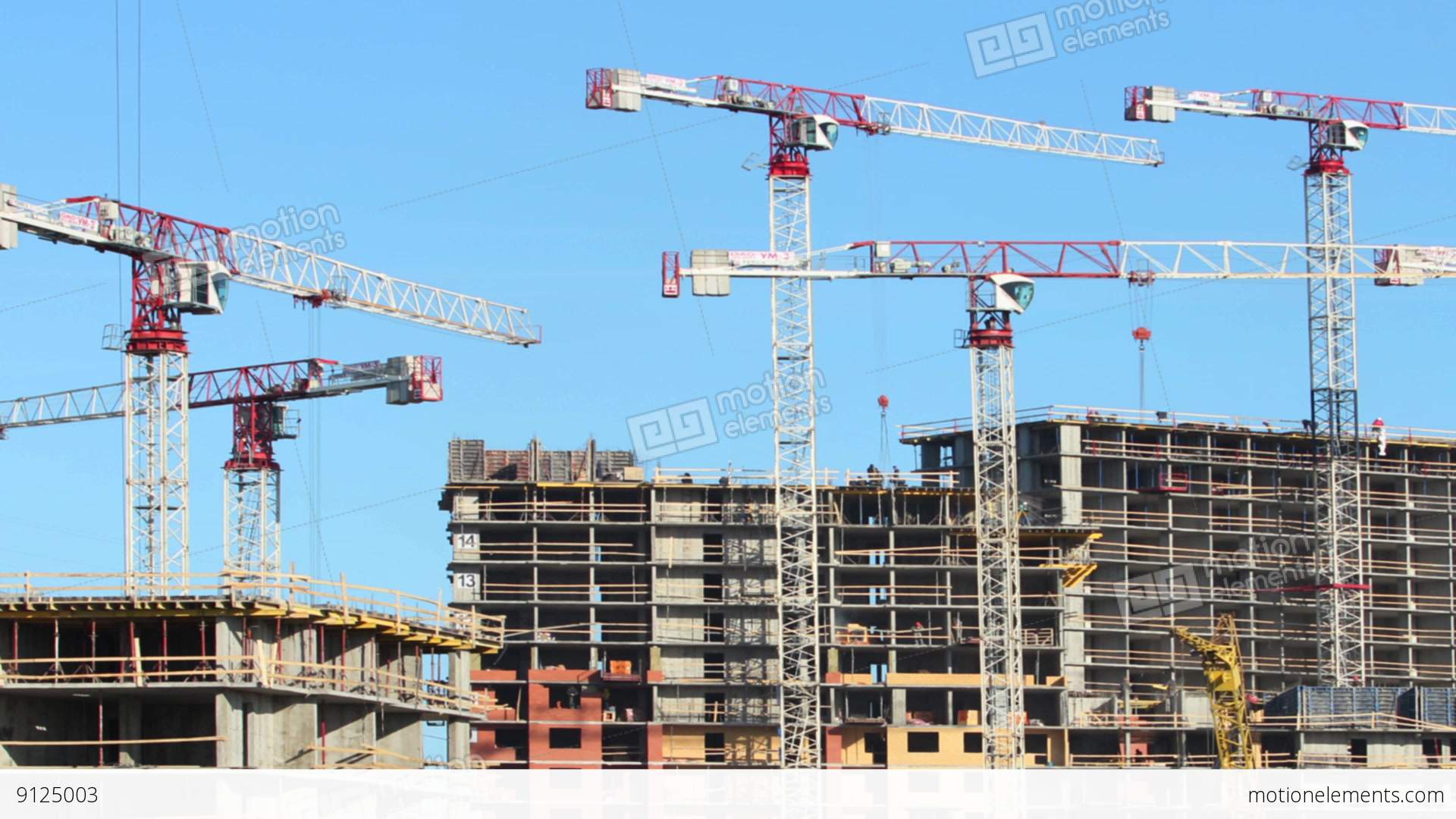 Tower Cranes Construction Time Lapse Stock video footage | 9125003