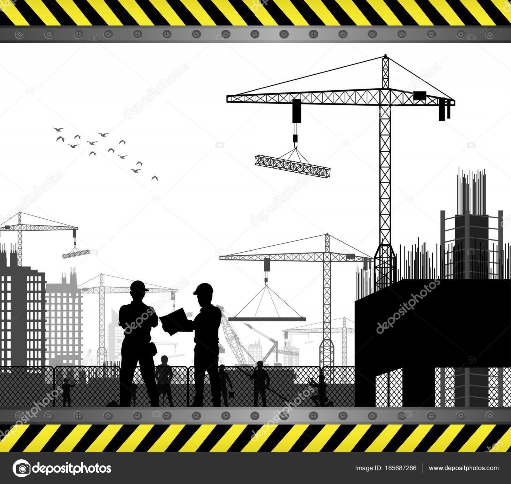 Under construction worker silhouette at white — Stock Vector ...