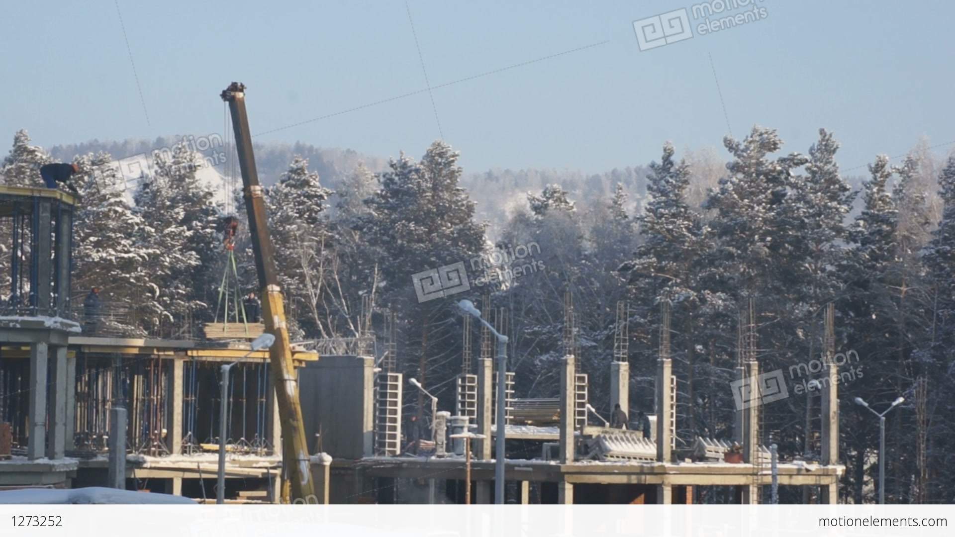 Construction Site In Winter Day 02 Stock video footage | 1273252