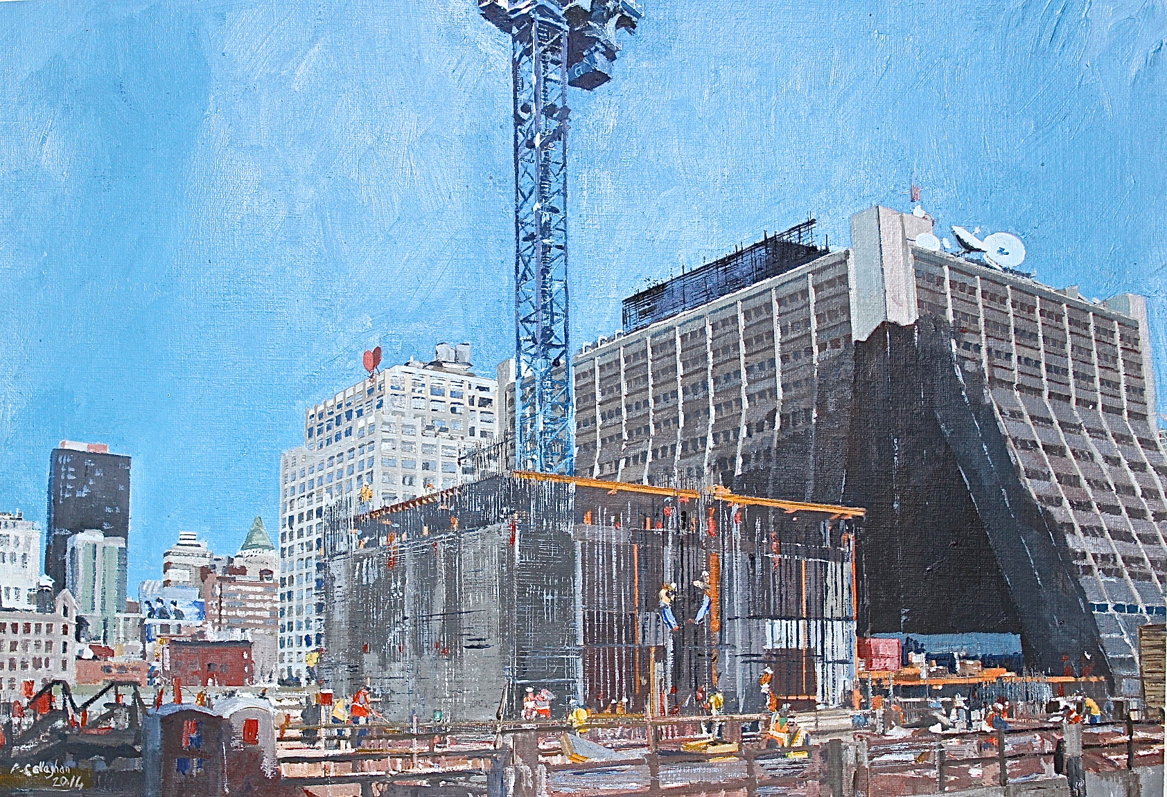 NY Construction site 42nd Street Painted by Frank Callaghan