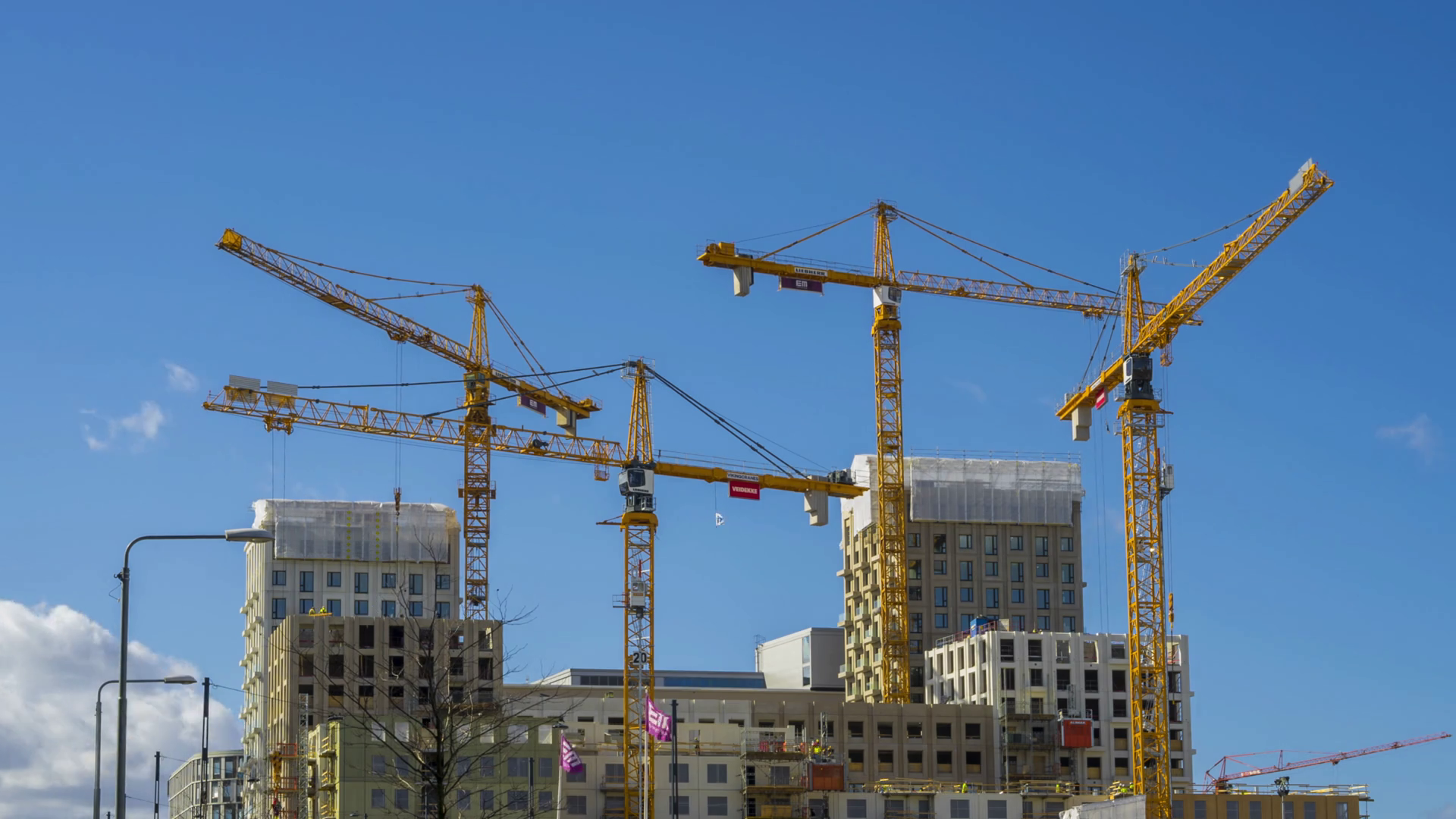 Cranes at construction site by Hagastaden in Stockholm, Sweden Stock ...