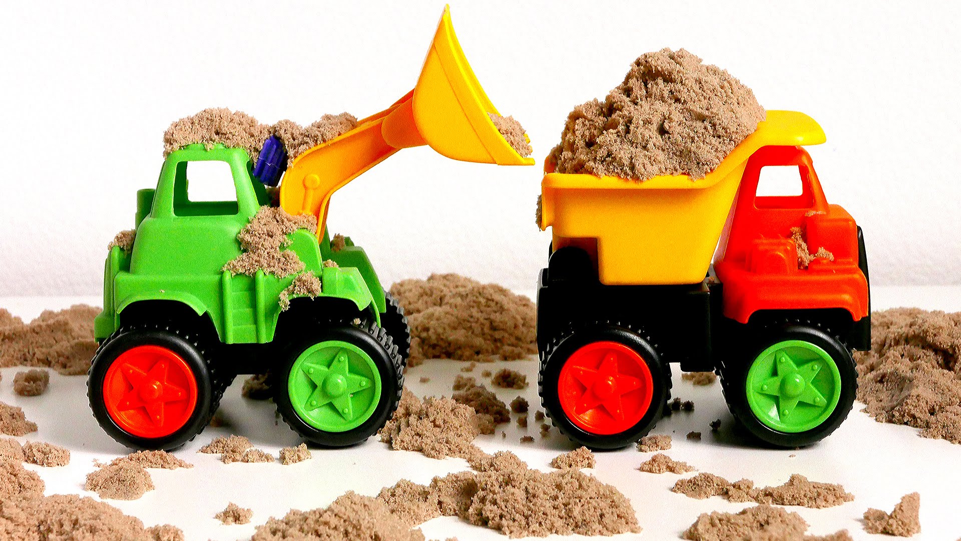 Construction Trucks Toys for Kids Paw Patrol Playing in Kinetic Sand ...