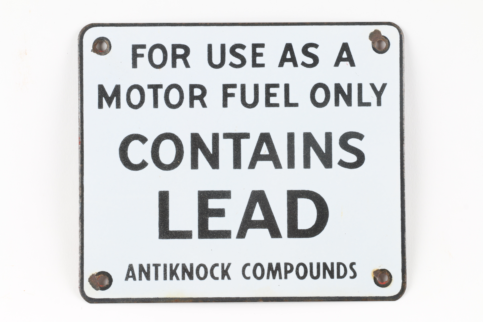 Lot Detail - “Contains Lead” Porcelain Gas Pump Plate Sign