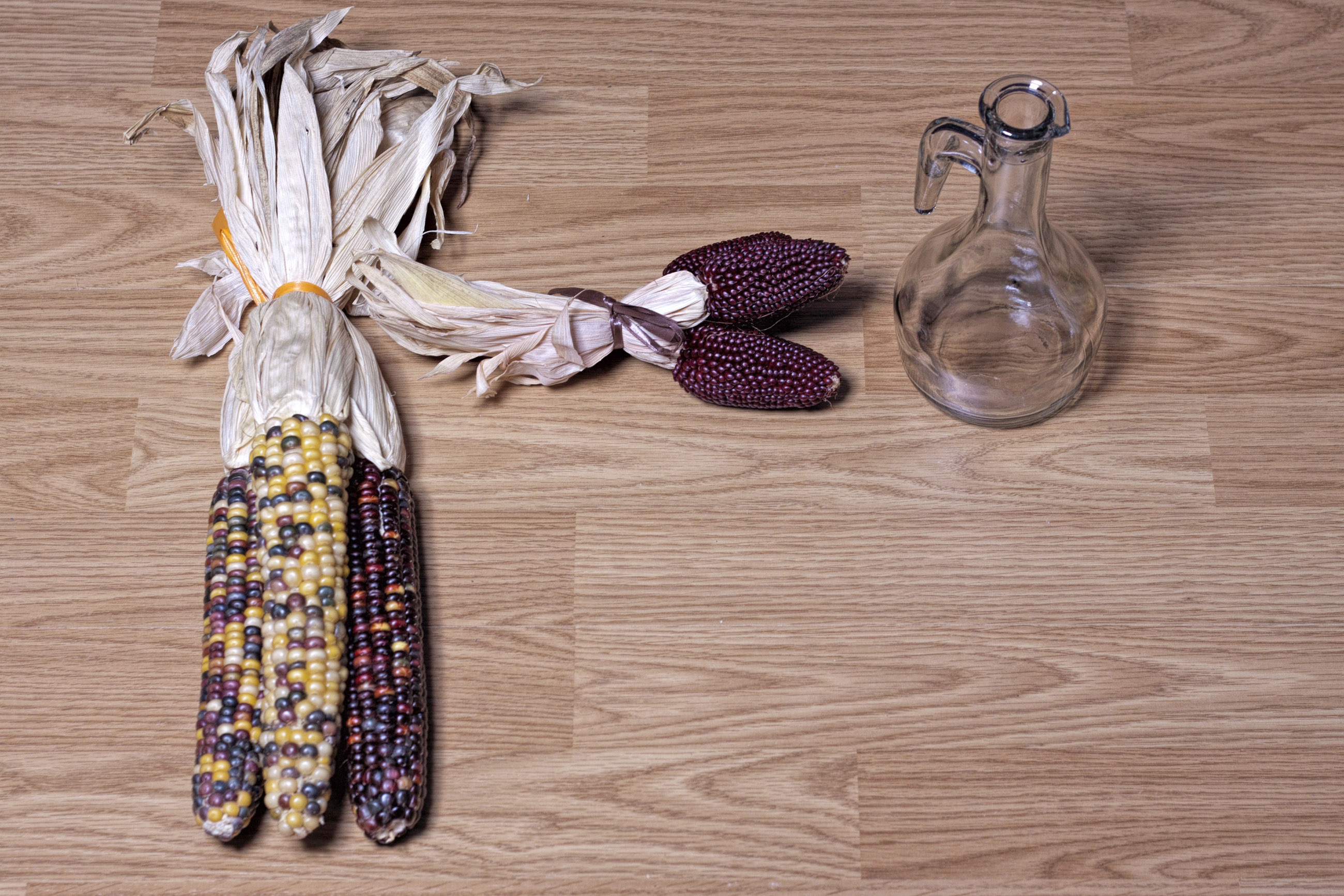 Corn and oil bottle photo