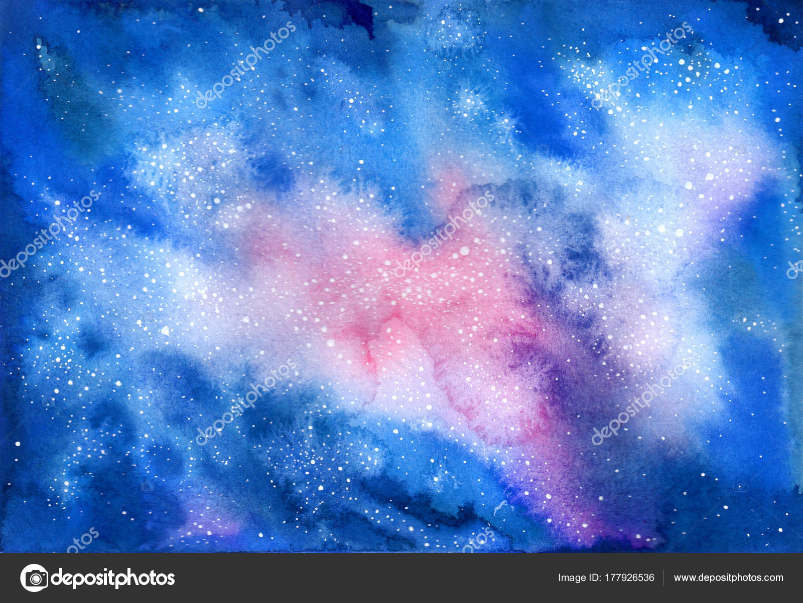Watercolor cosmic texture with glowing stars. — Stock Photo ...