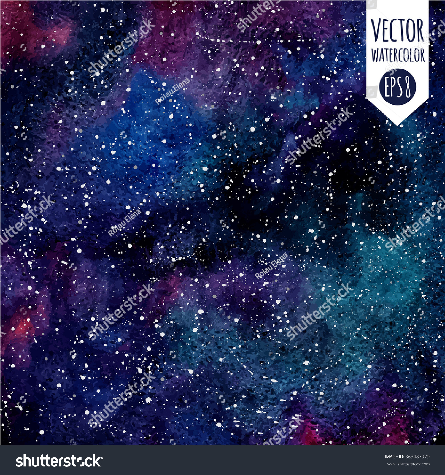 Cosmic Background Colorful Vector Watercolor Galaxy Stock Vector ...