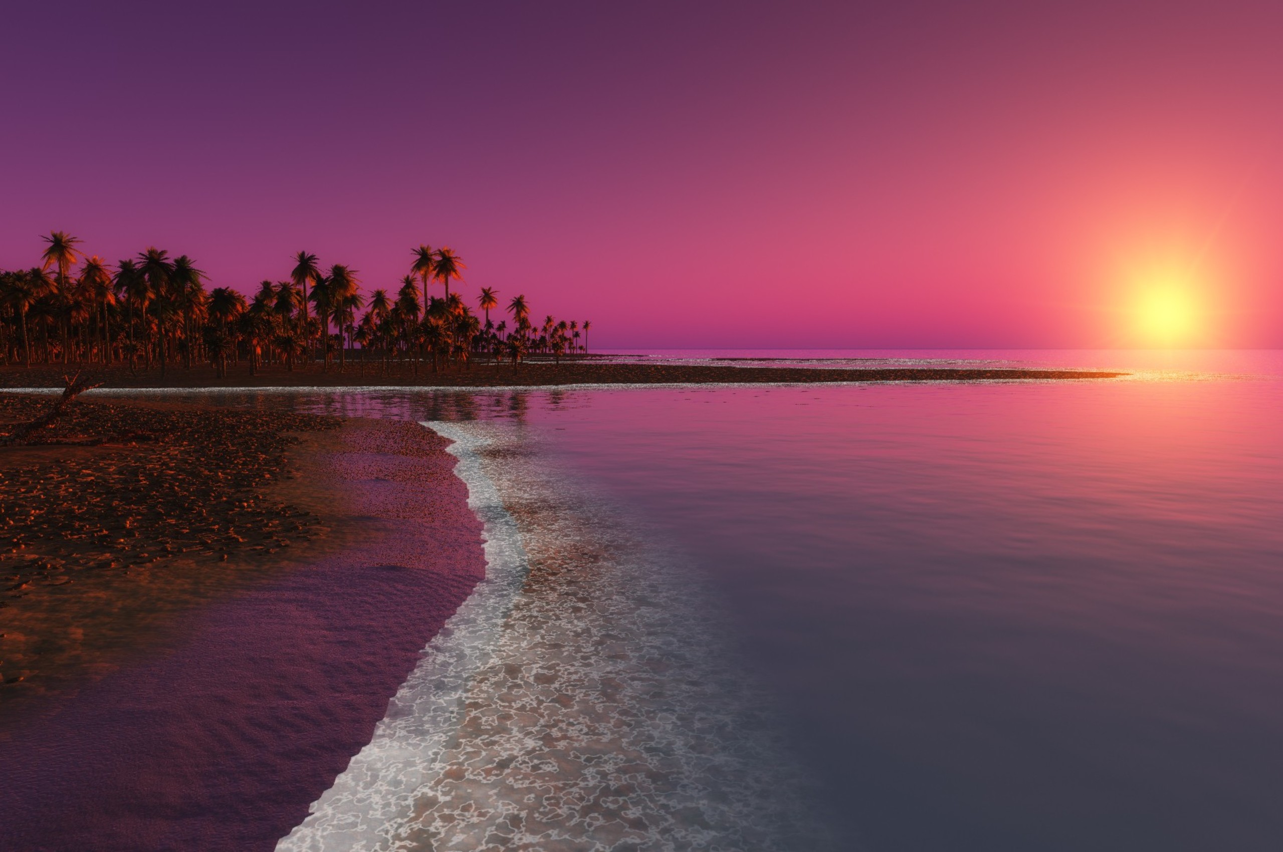 2560x1700 Digital Coastal Beach Sunset Chromebook Pixel HD 4k ...