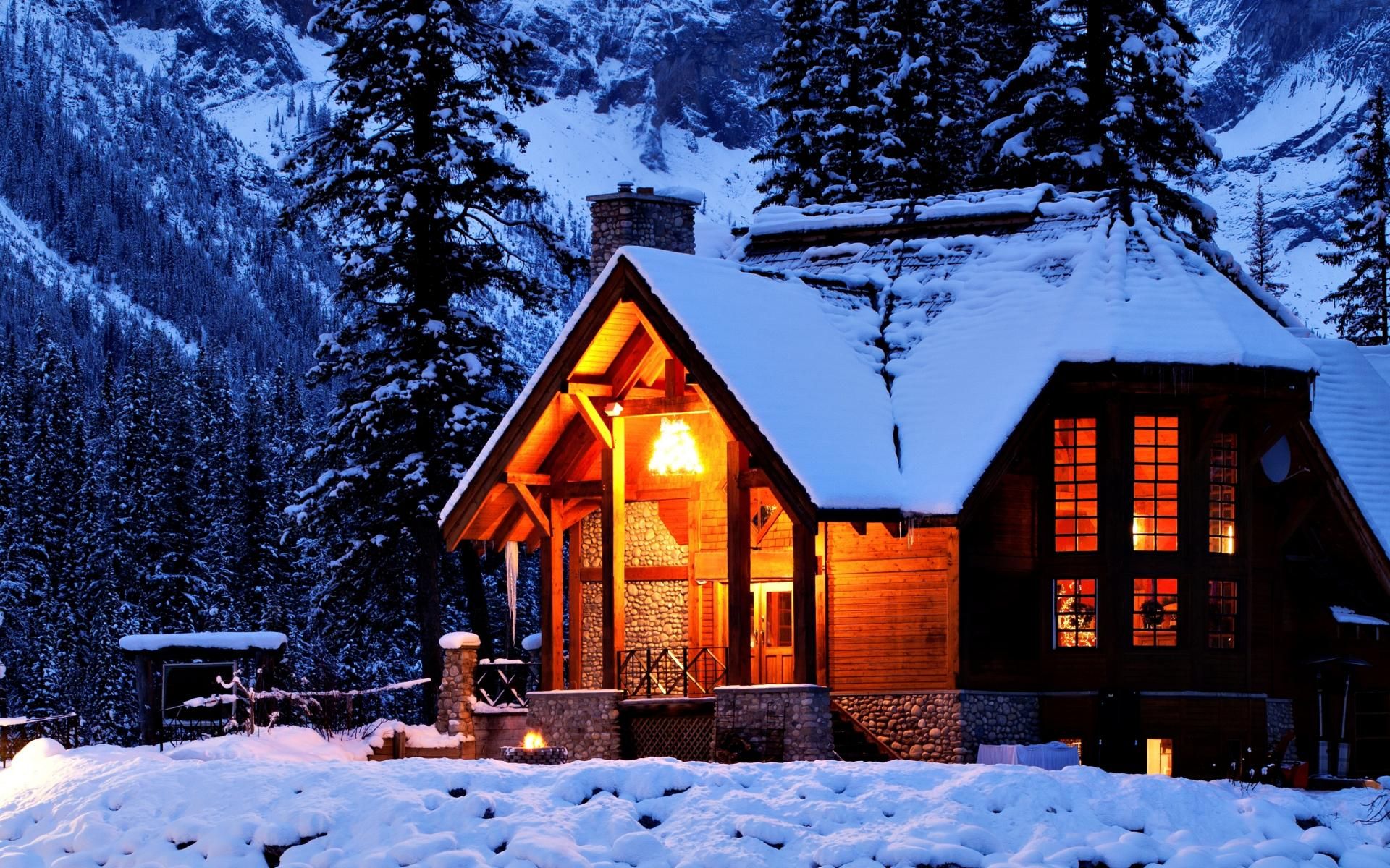 Cabin in the snow HD wallpaper #935226 | Log Cabins/Homes ...