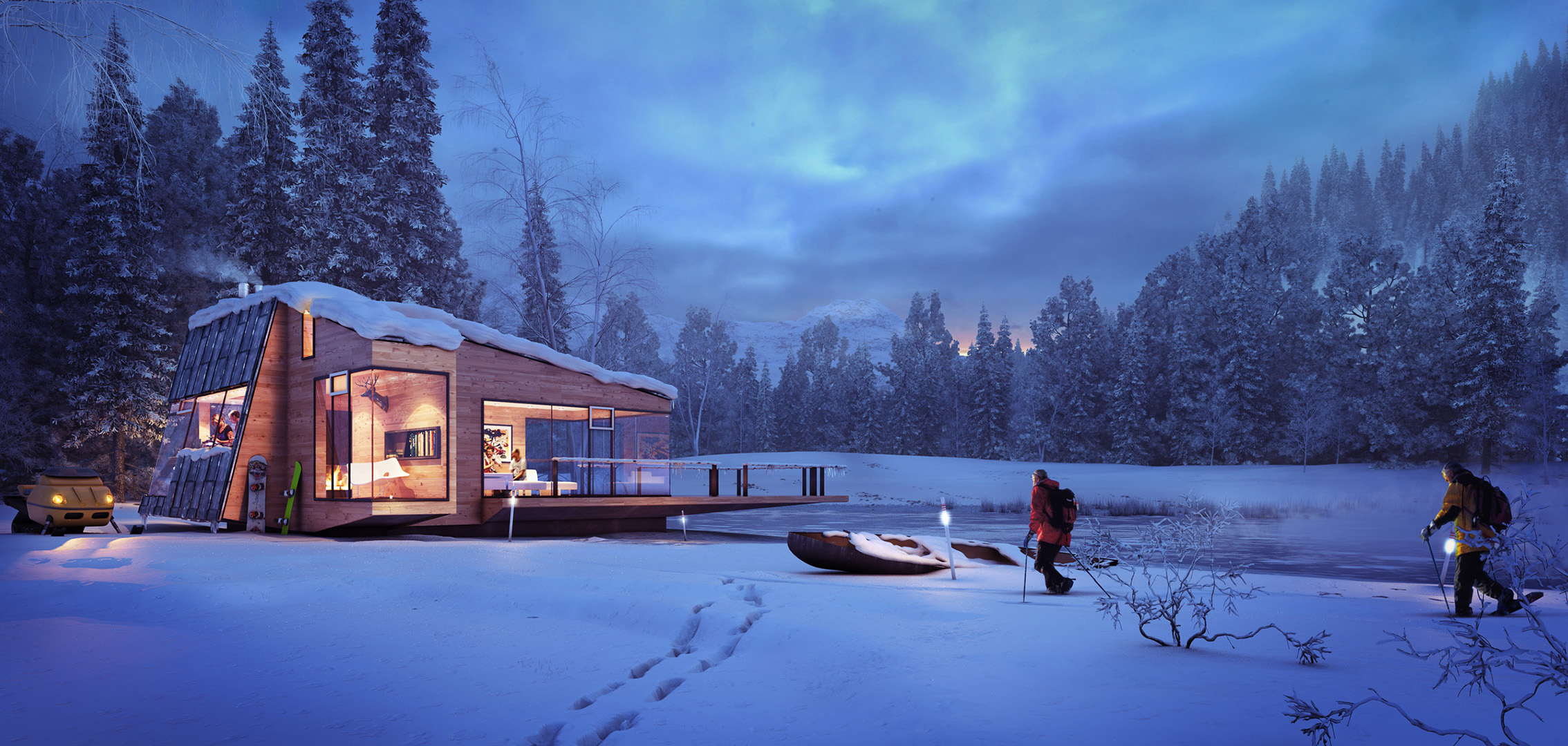 winter cottage - visualisation of a mountain retreat - xoio