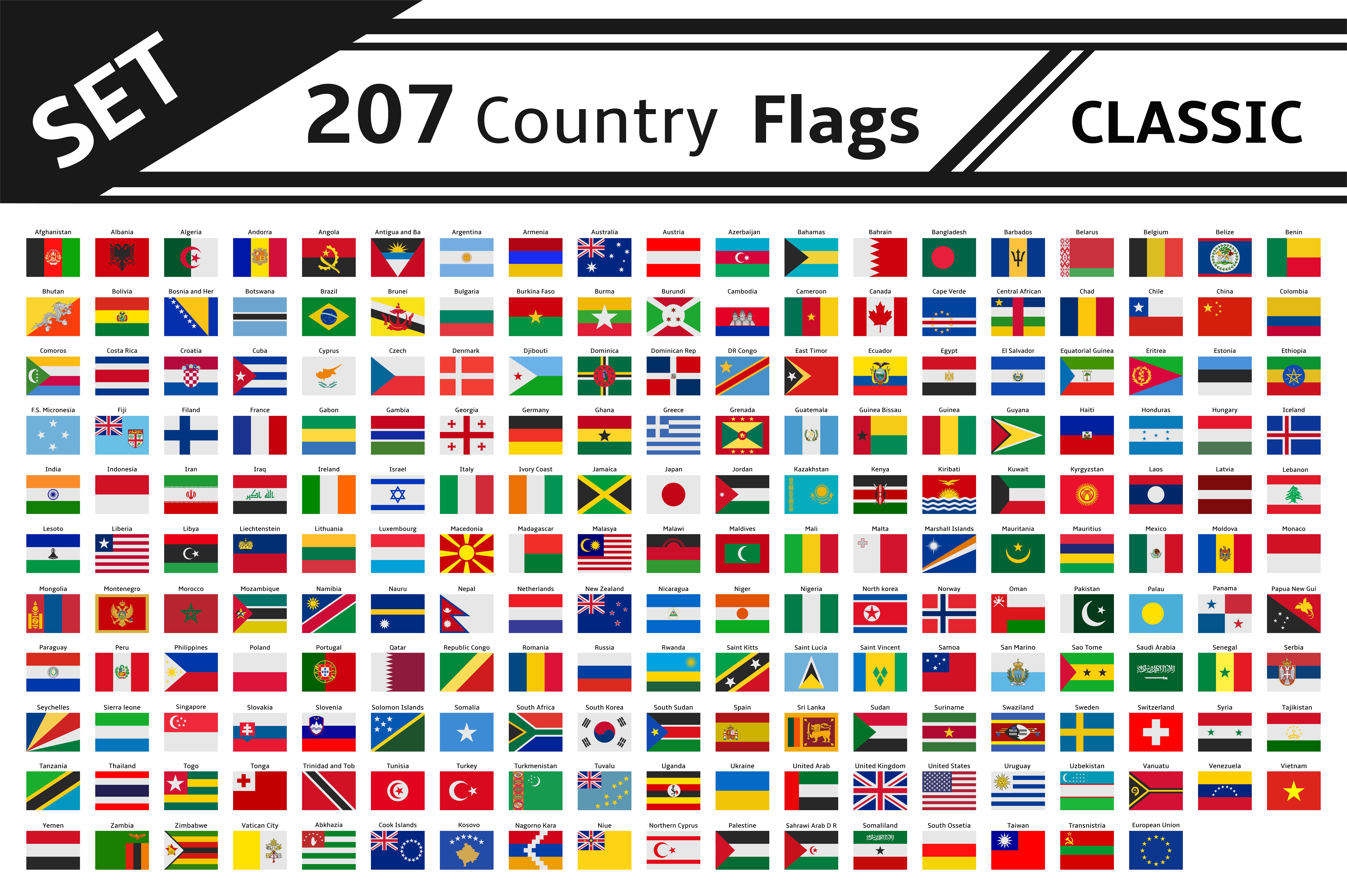set 207 country flag ~ Illustrations ~ Creative Market