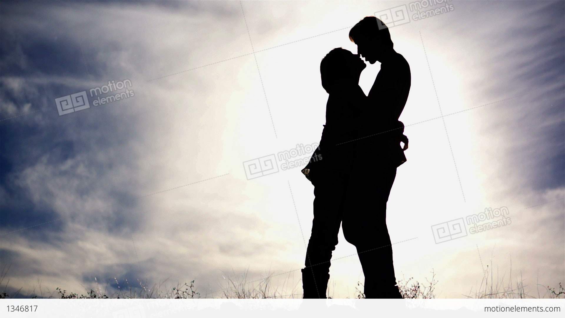 Couple Kissing Silhouette Stock video footage | 1346817