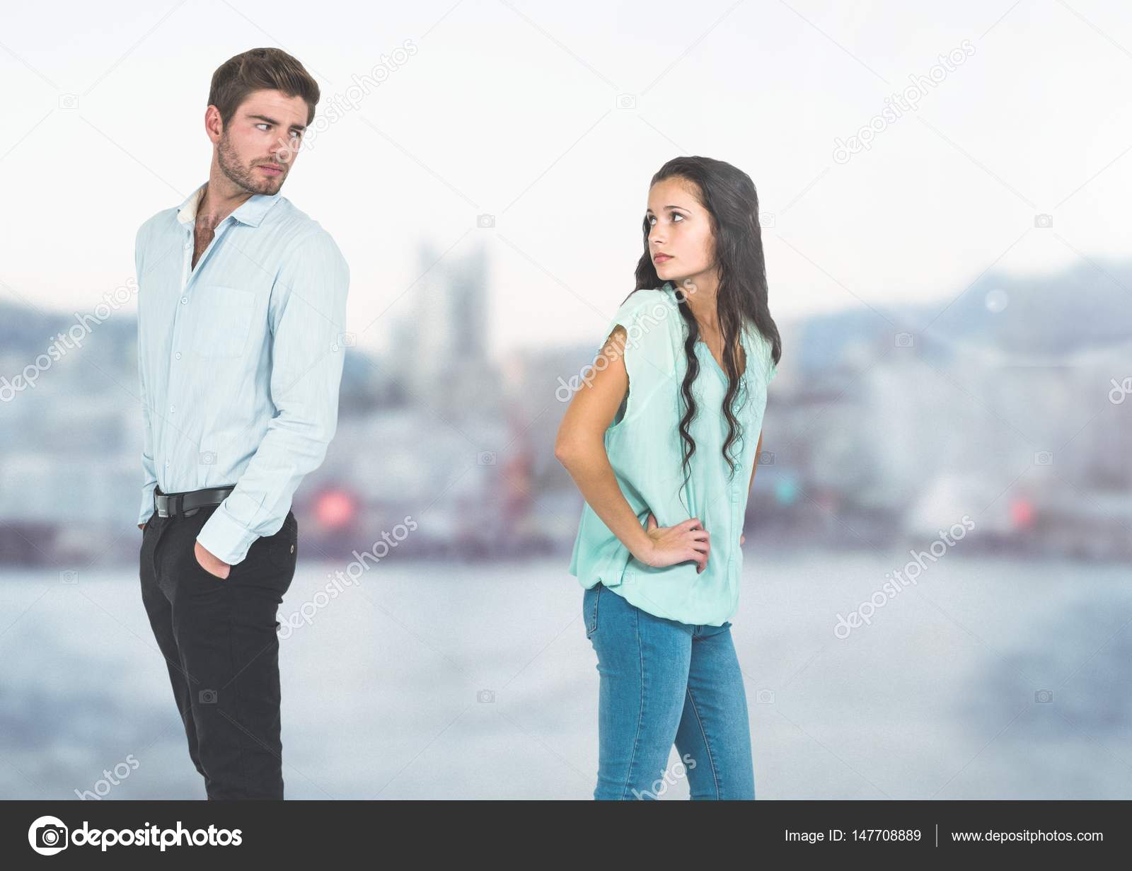 Sad couple parting against cold city — Stock Photo © Wavebreakmedia ...