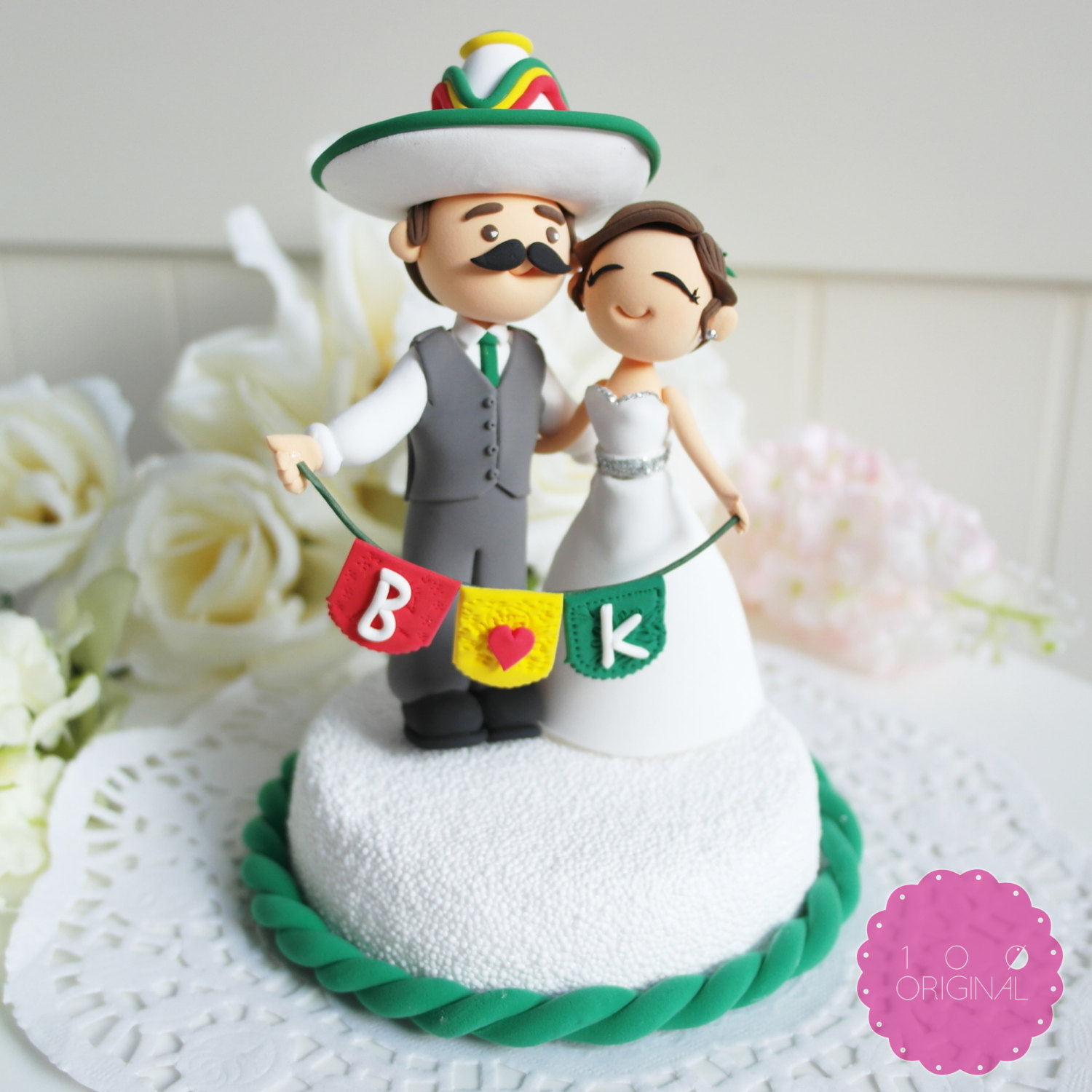 Custom Cake Topper Mexican Fiesta Theme Couple