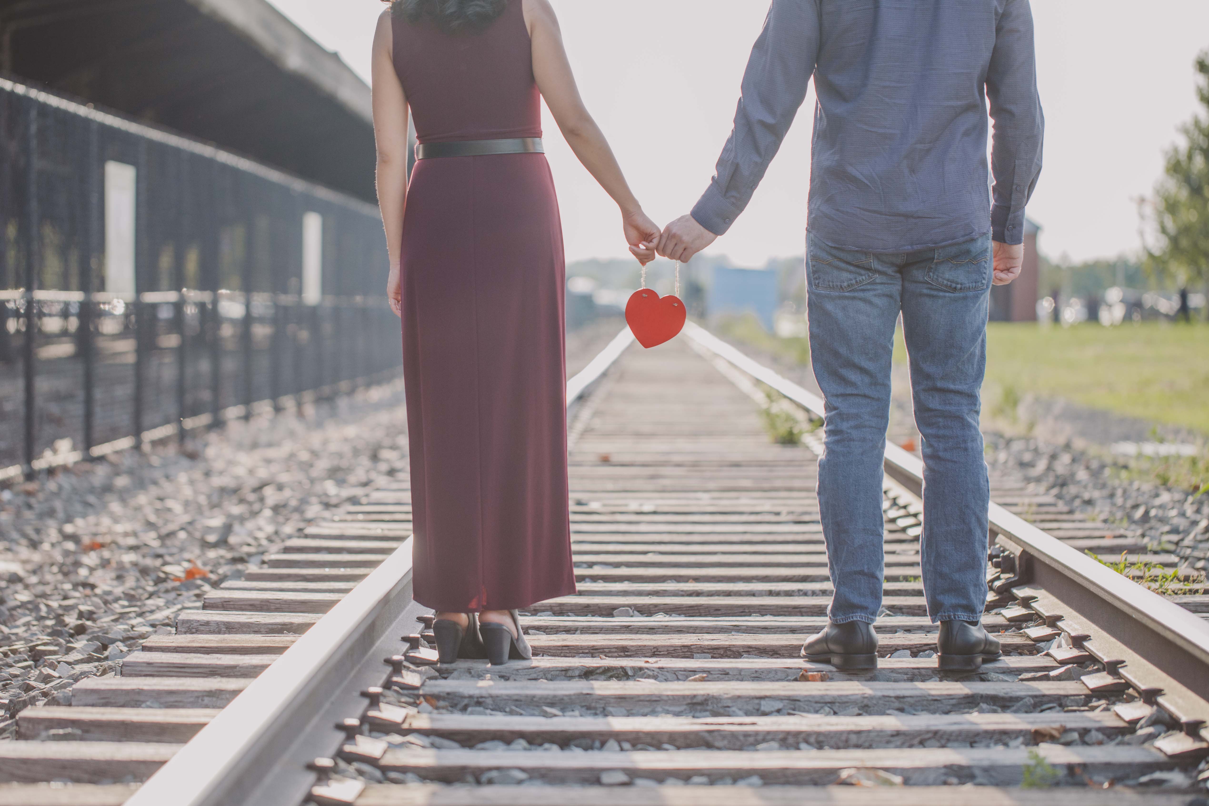 Vintage Train Station Engagement Photos - The SnapKnot Blog