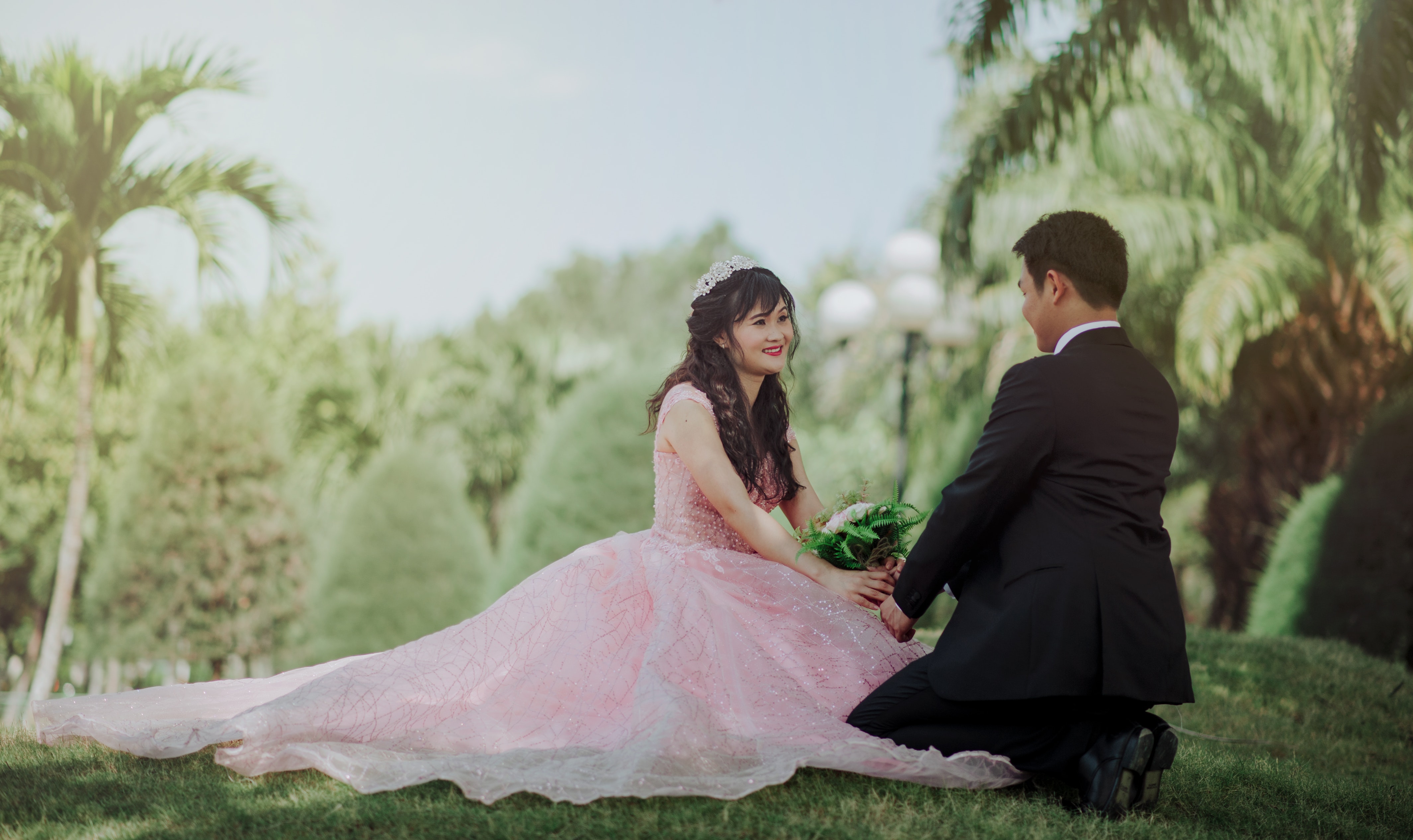 Couple Sitting on Grass, Adult, Smiling, Photoshoot, Portrait, HQ Photo