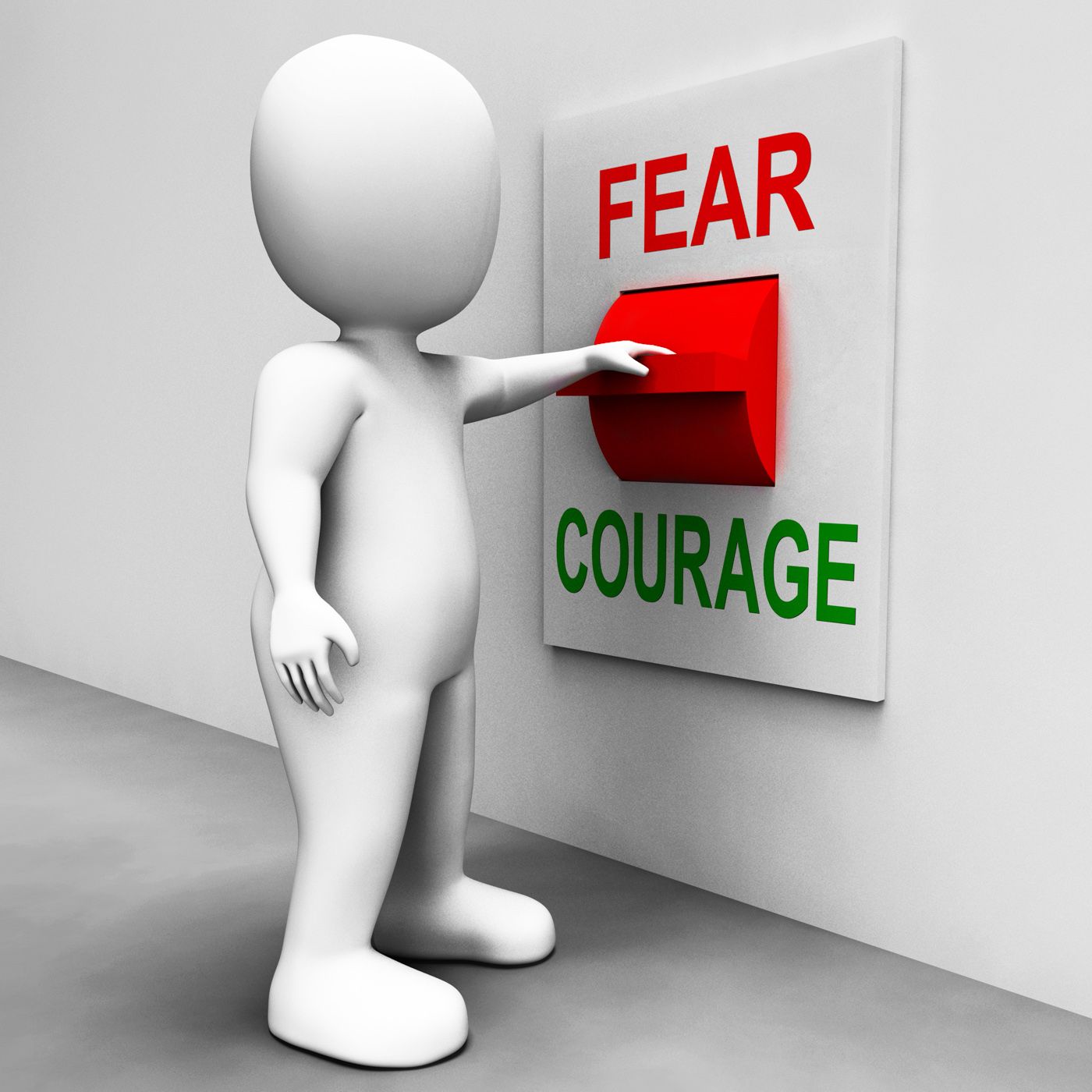 Courage fear switch shows afraid or bold photo