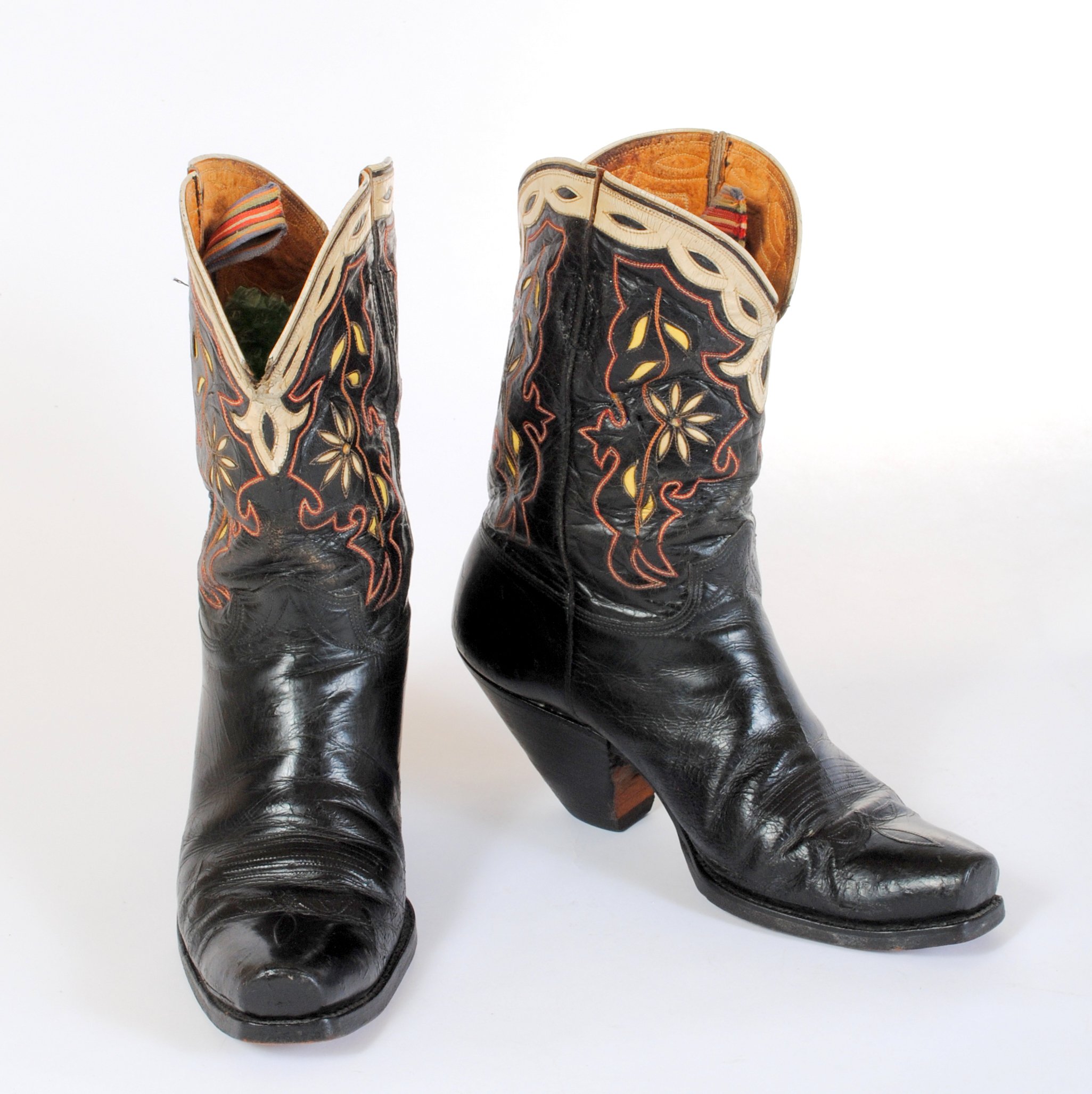 Vintage Fancy Cowboy Boots Mens Black