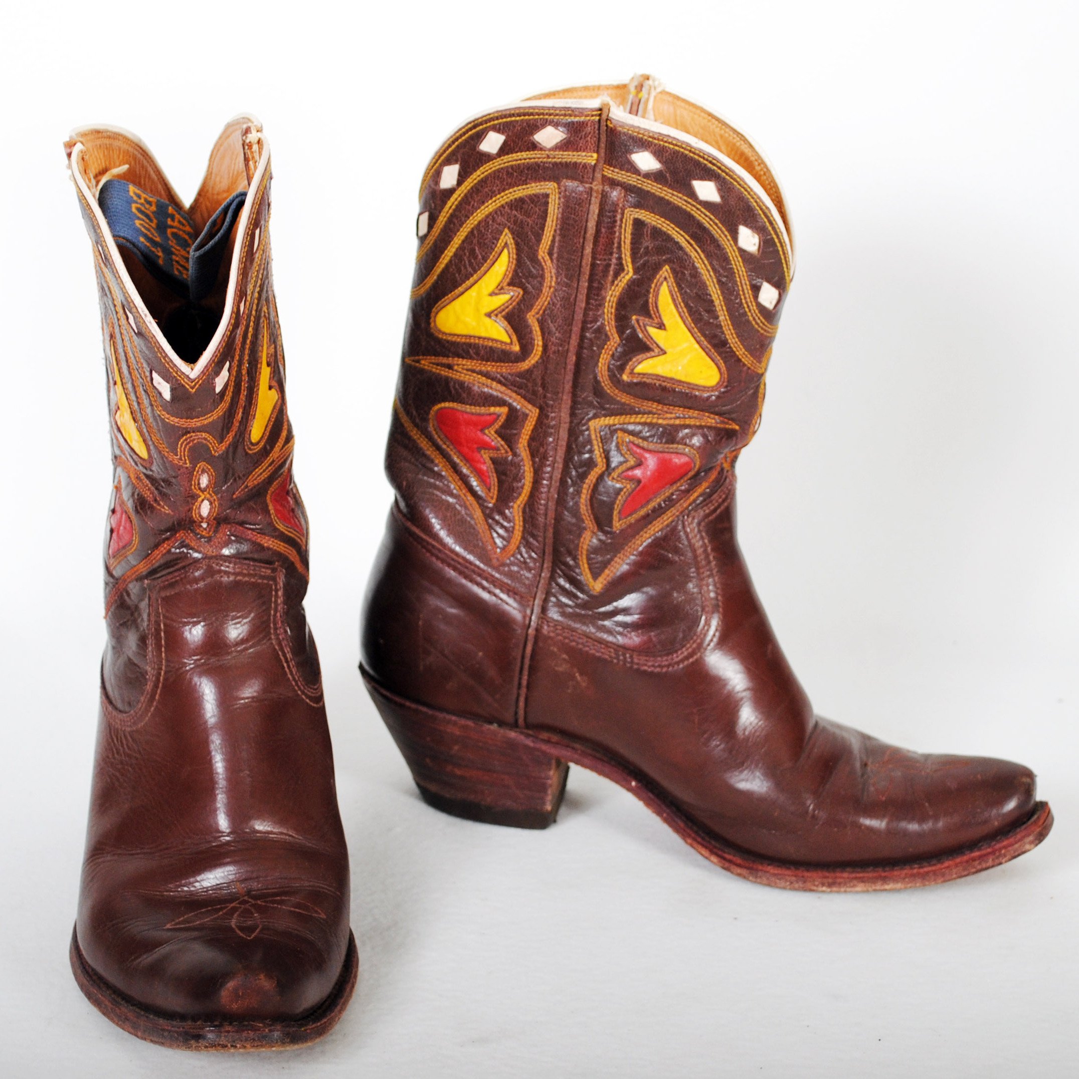 Brown Acme Cowboy Boots Vintage Mens sz 8D