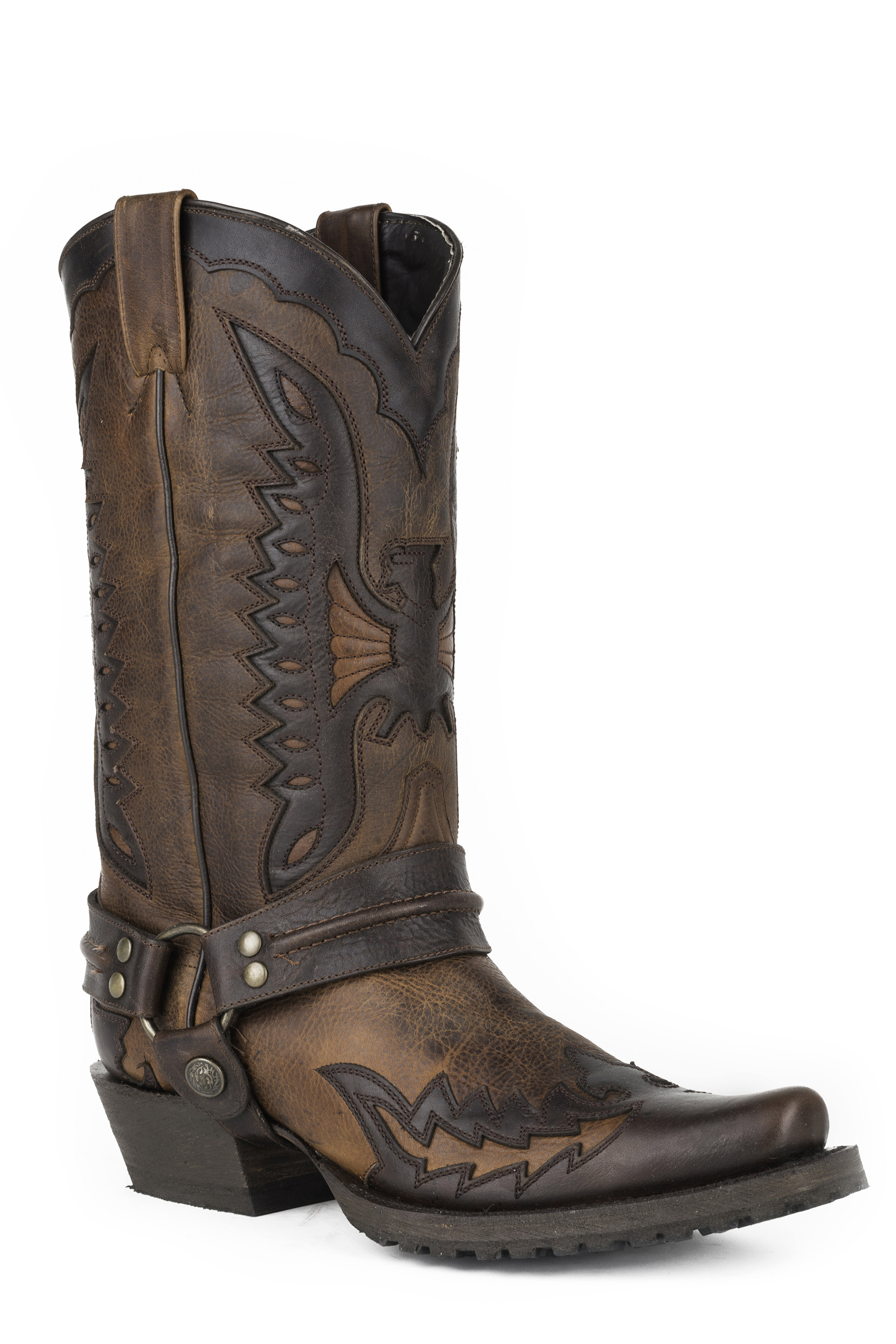 Stetson Men's EAGLE WINGTIP HARNESS Cowboy Boots-Brown