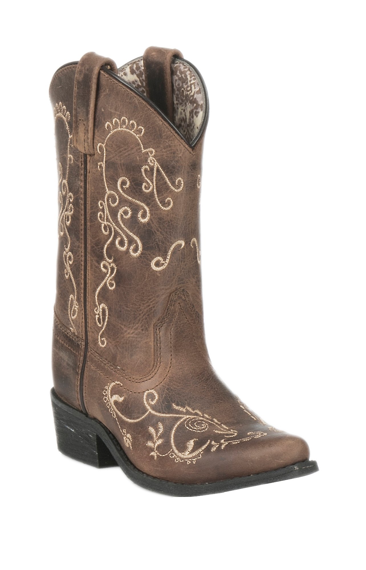Smoky Mountain Youth Antique Mocha with Cream Embroidery Snip Toe ...